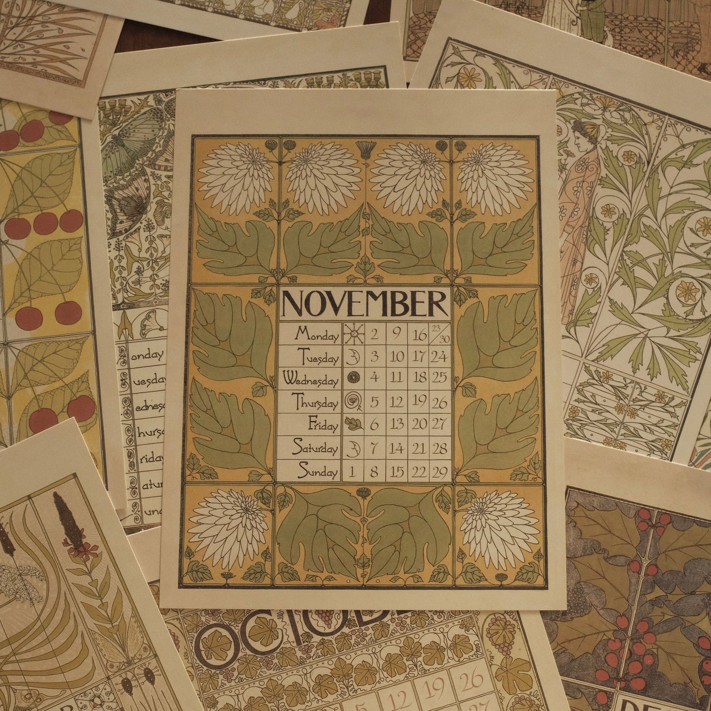 MARGUERITE Elegant Retro Art Nouveau Wall Hanging Table Display Calendar 2026 Art Card