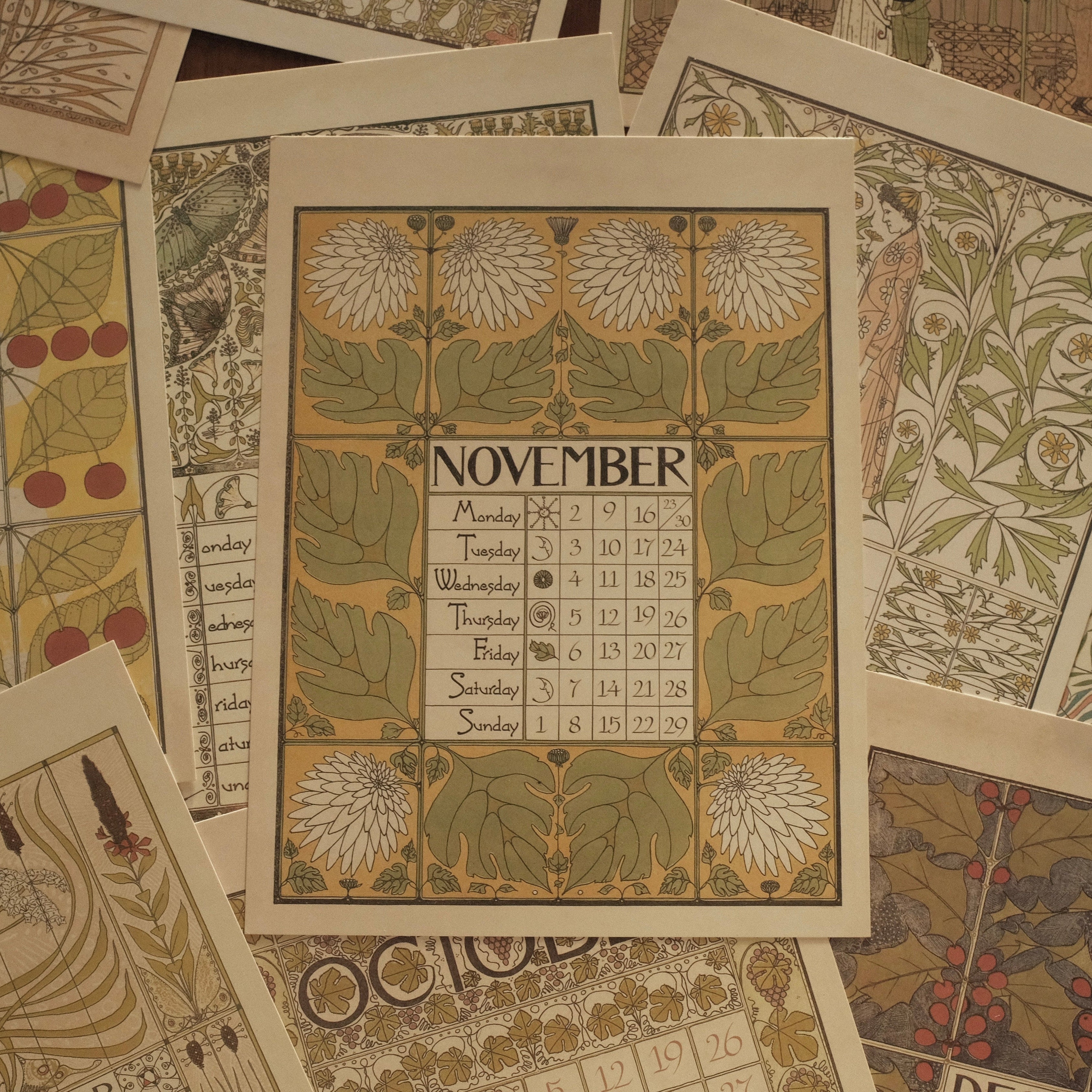 MARGUERITE Elegant Retro Art Nouveau Wall Hanging Table Display Calendar 2026 Art Card