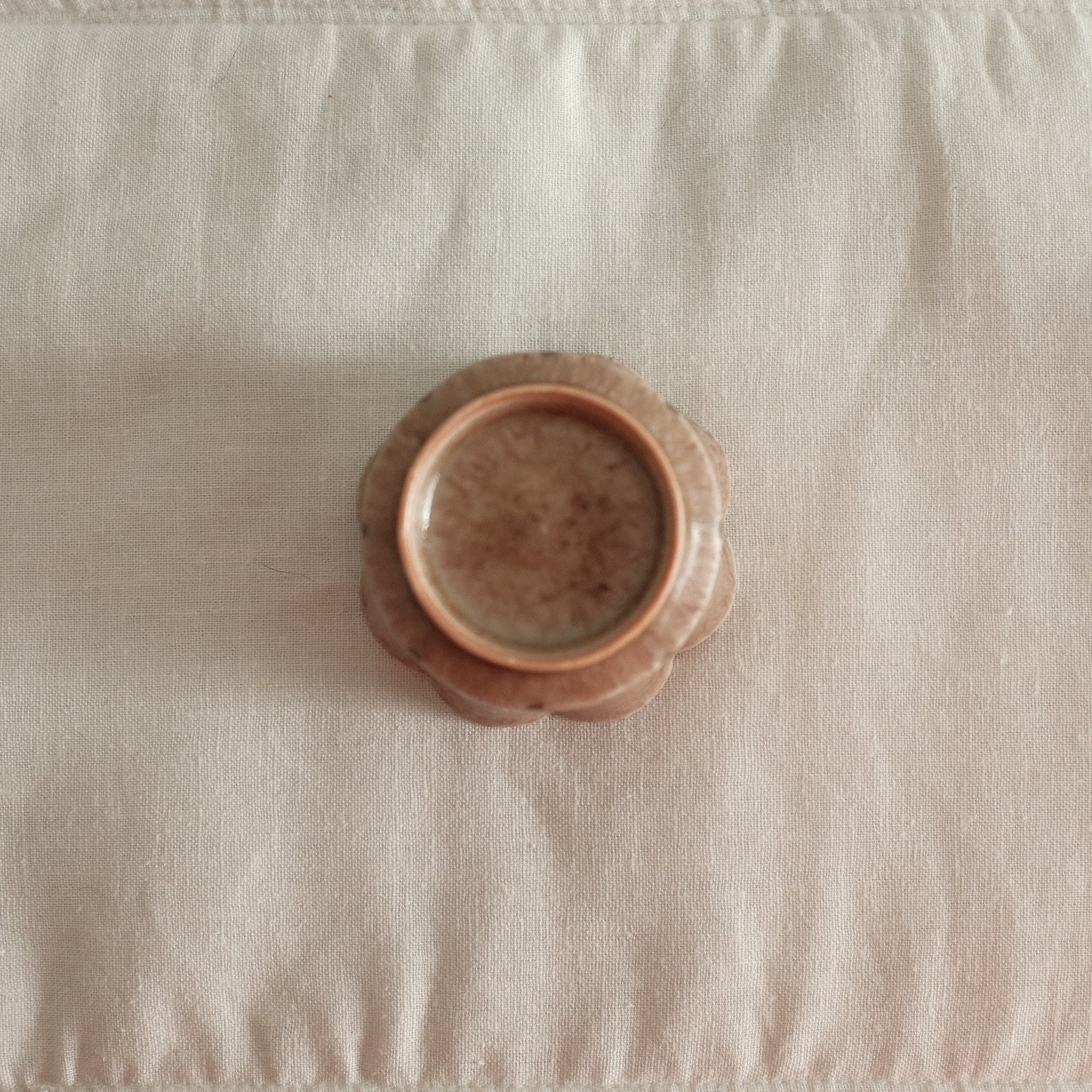 Kuroki Taira Adzuki Bean Pink Glaze Floral Cup Porcelain Ceramic