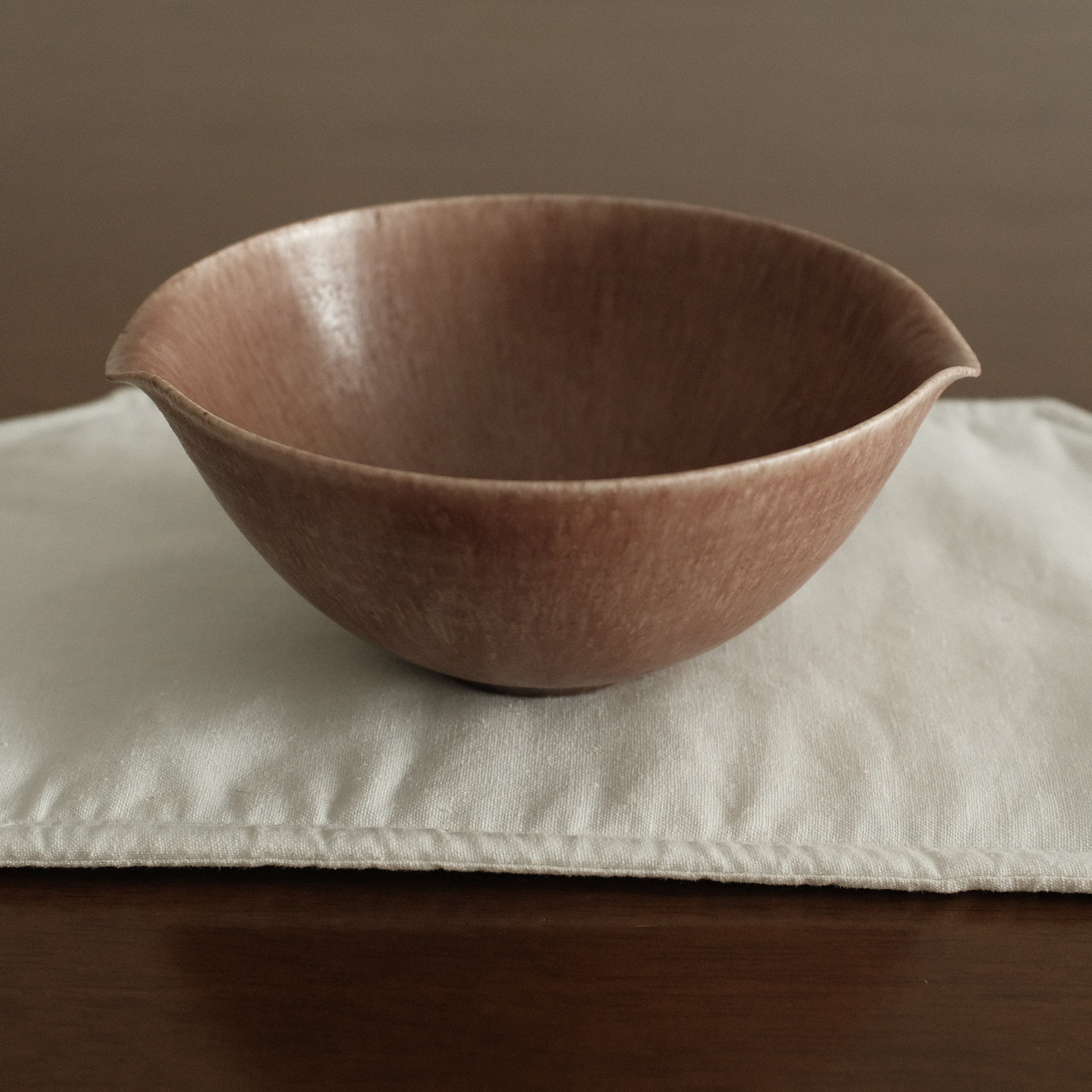 Kuroki Taira Adzuki Bean Glaze Two Handled 5 inch Deep Bowl Porcelain Ceramic