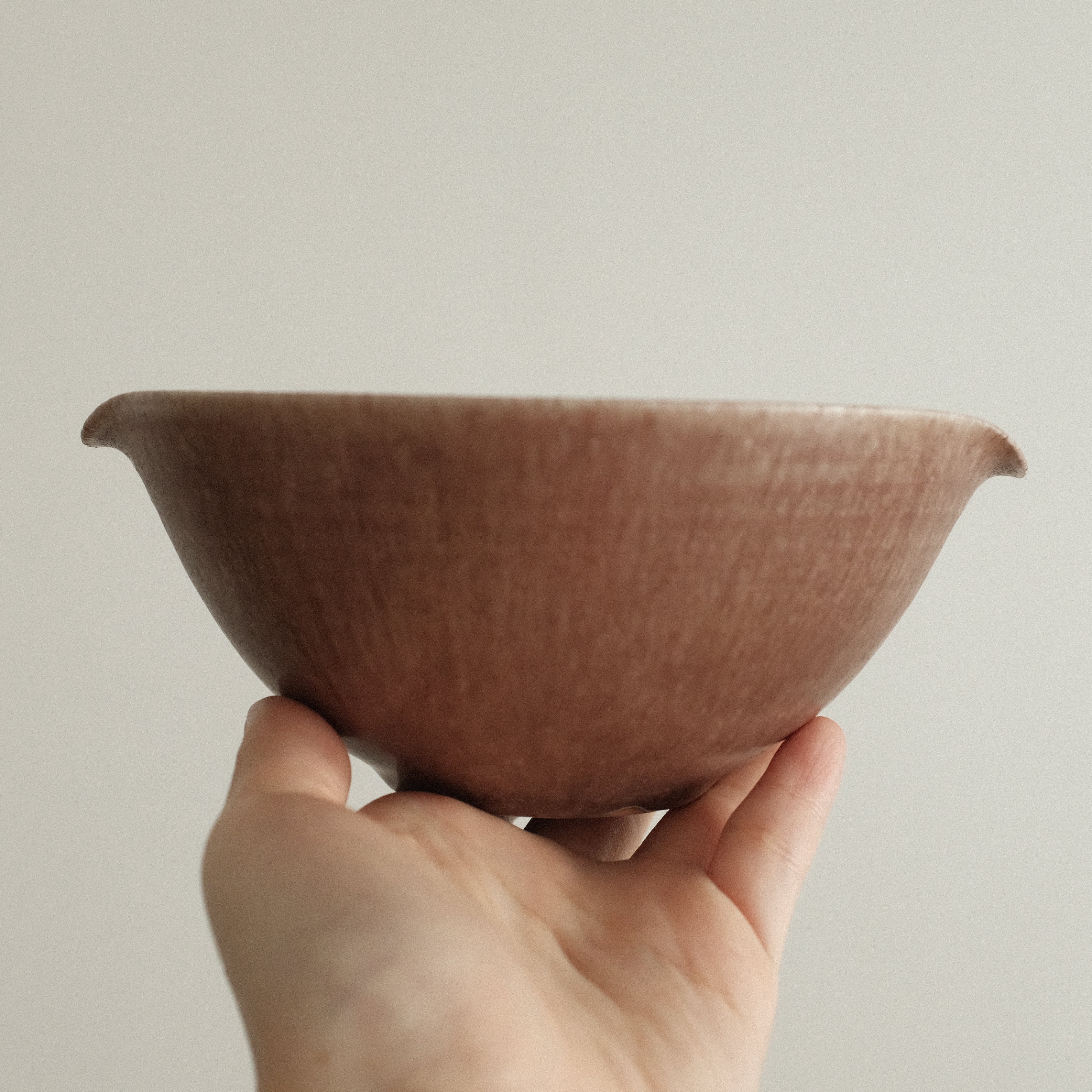 Kuroki Taira Adzuki Bean Glaze Two Handled 5 inch Deep Bowl Porcelain Ceramic