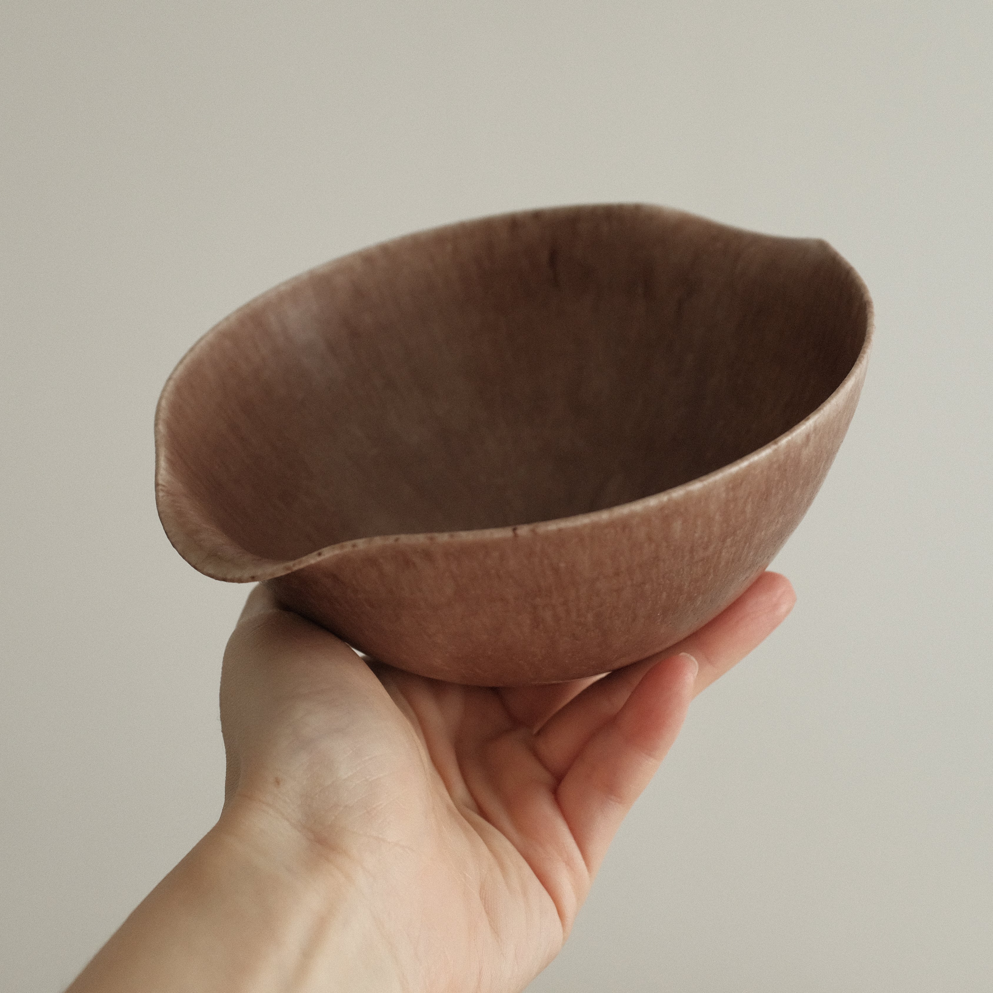 Kuroki Taira Adzuki Bean Glaze Two Handled 5 inch Deep Bowl Porcelain Ceramic