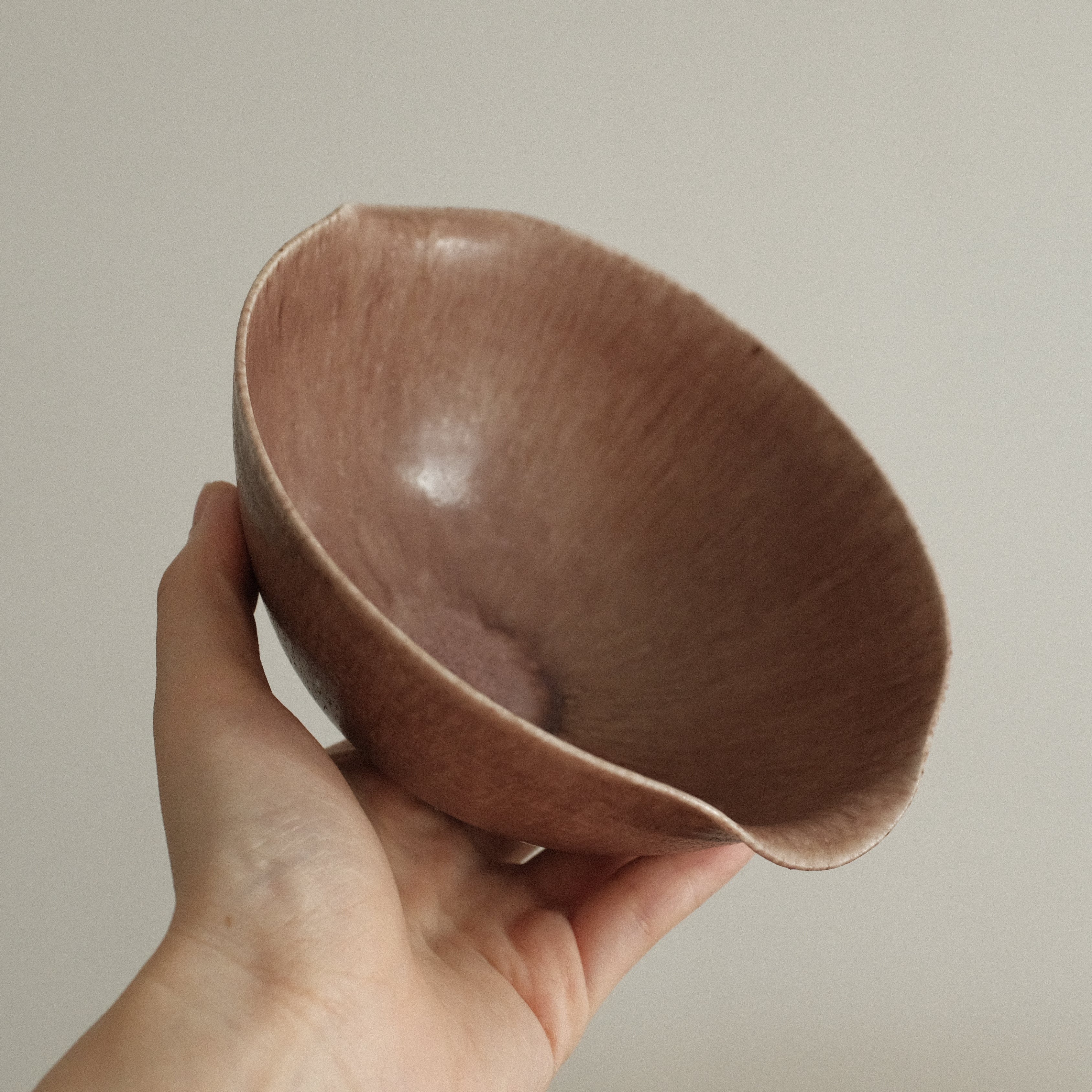 Kuroki Taira Adzuki Bean Glaze Two Handled 5 inch Deep Bowl Porcelain Ceramic