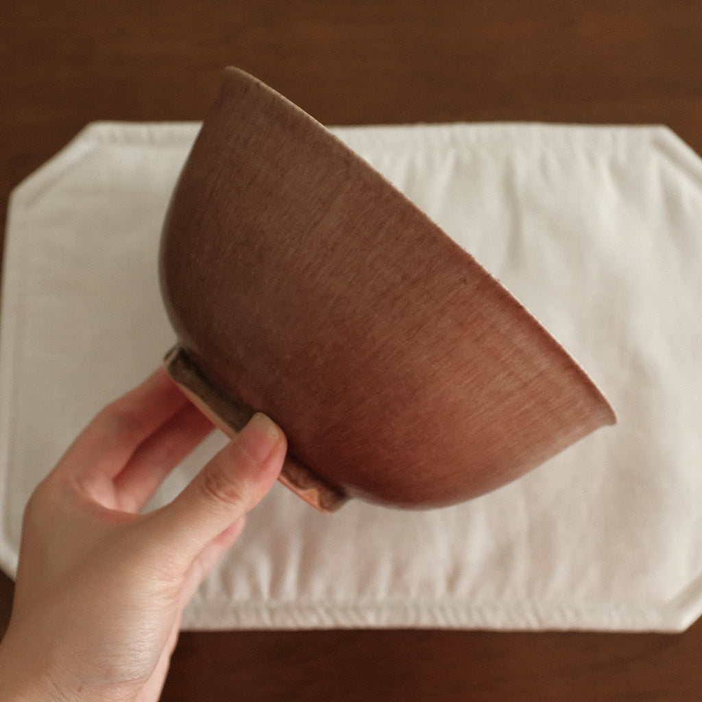 Kuroki Taira Adzuki Bean Glaze Large Deep Bowl Porcelain Ceramic