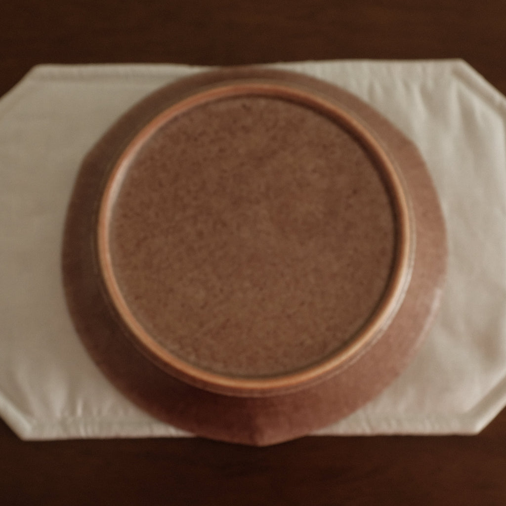 Kuroki Taira Adzuki Bean Glaze Three Petals Shallow Plate Bowl Porcelain Ceramic