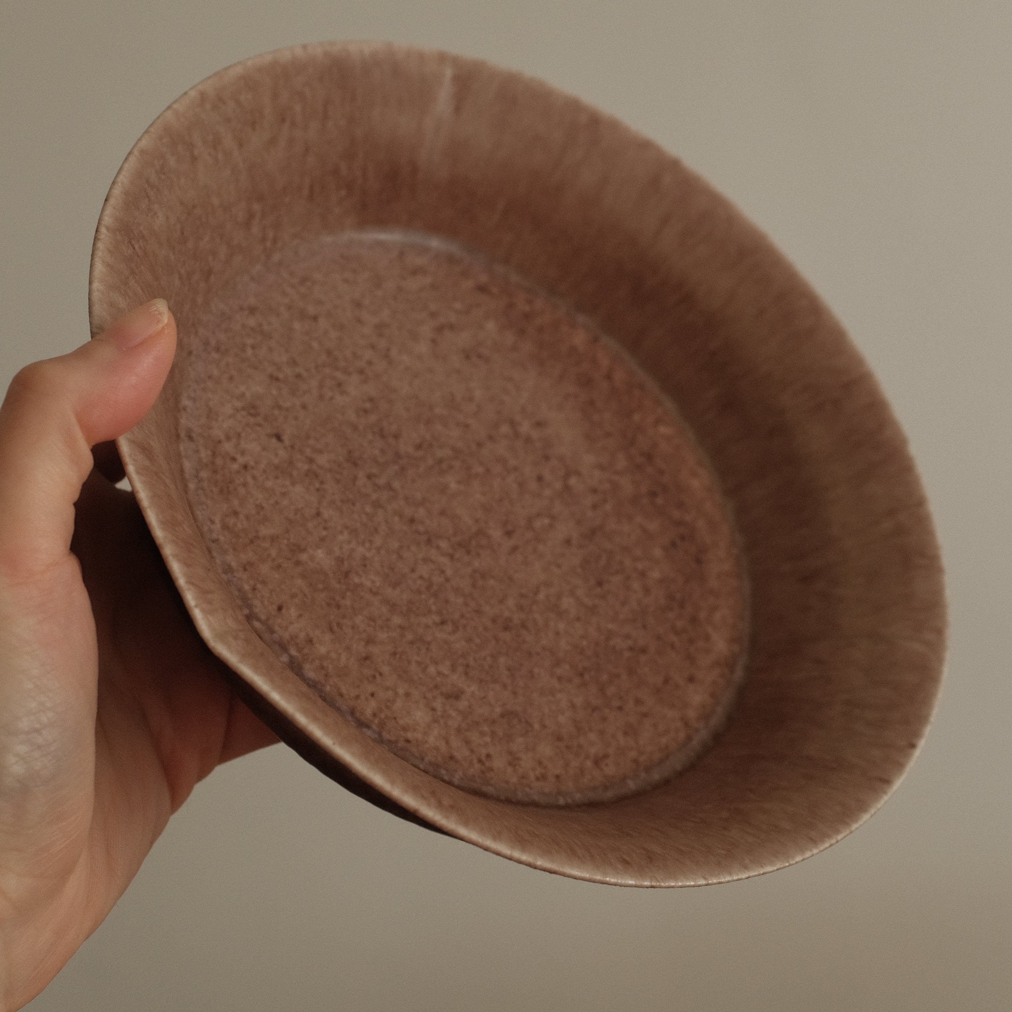 Kuroki Taira Adzuki Bean Glaze Three Petals Shallow Plate Bowl Porcelain Ceramic