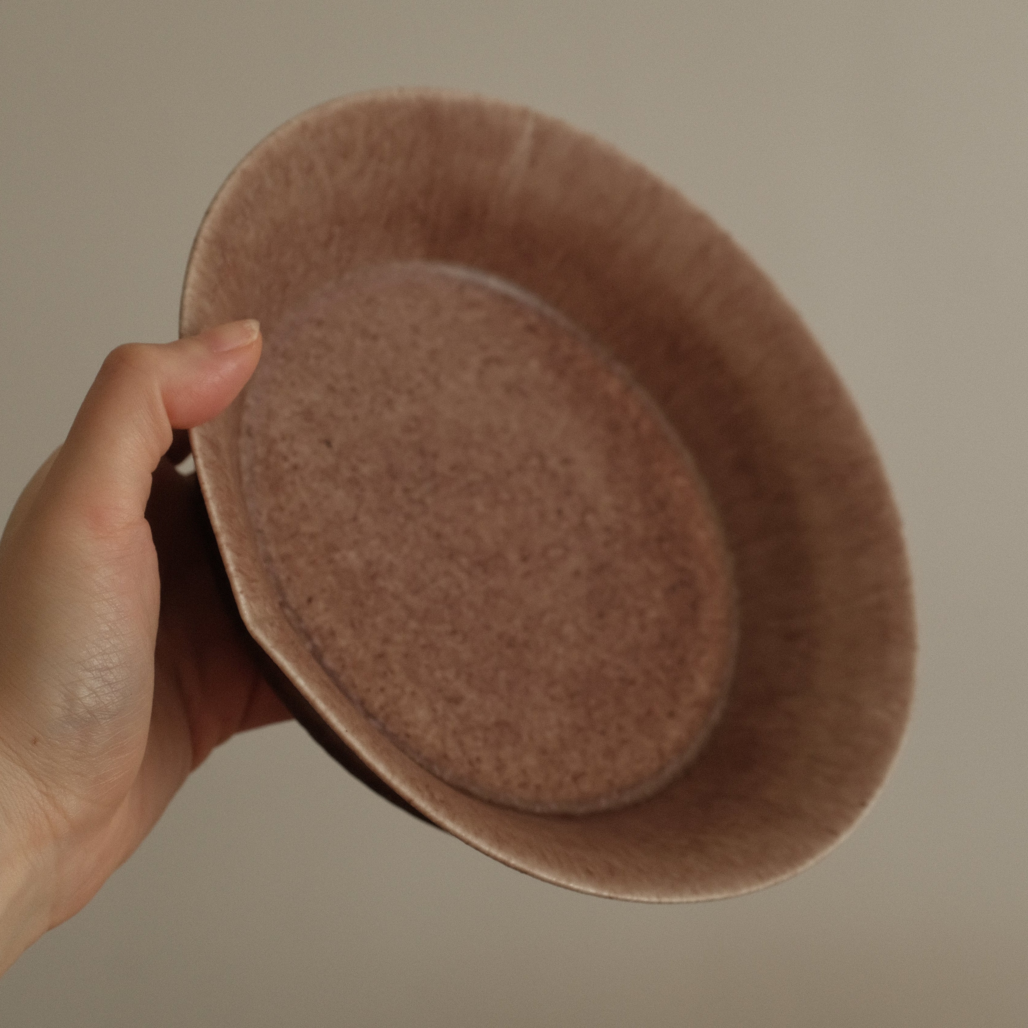 Kuroki Taira Adzuki Bean Glaze Three Petals Shallow Plate Bowl Porcelain Ceramic