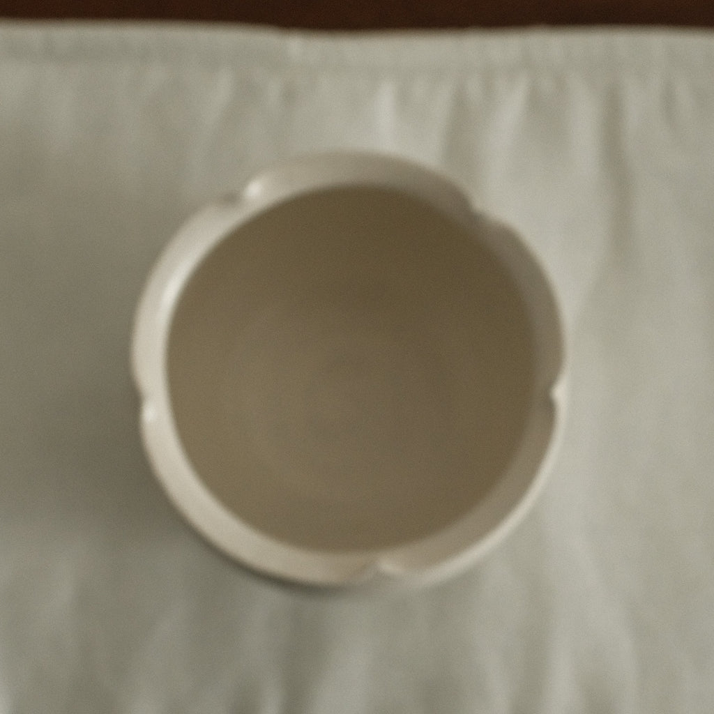 Yuli Handmade Snow White Floral Rim Cup Powdered Glaze Underglazed Stoneware