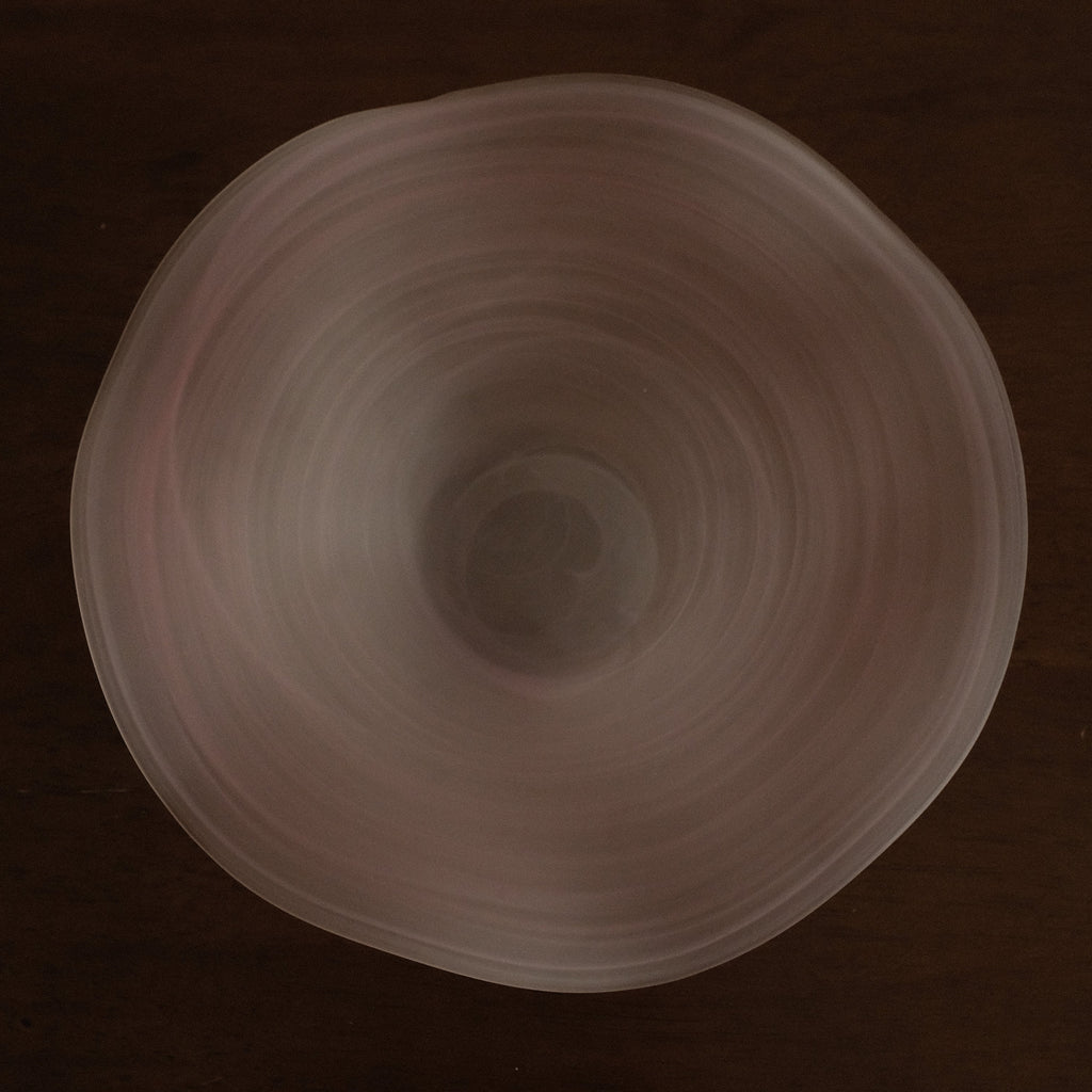 ESME Handmade Wavy Round Frosted Glass Cosmic Deep Plate Soft Pink Sakura