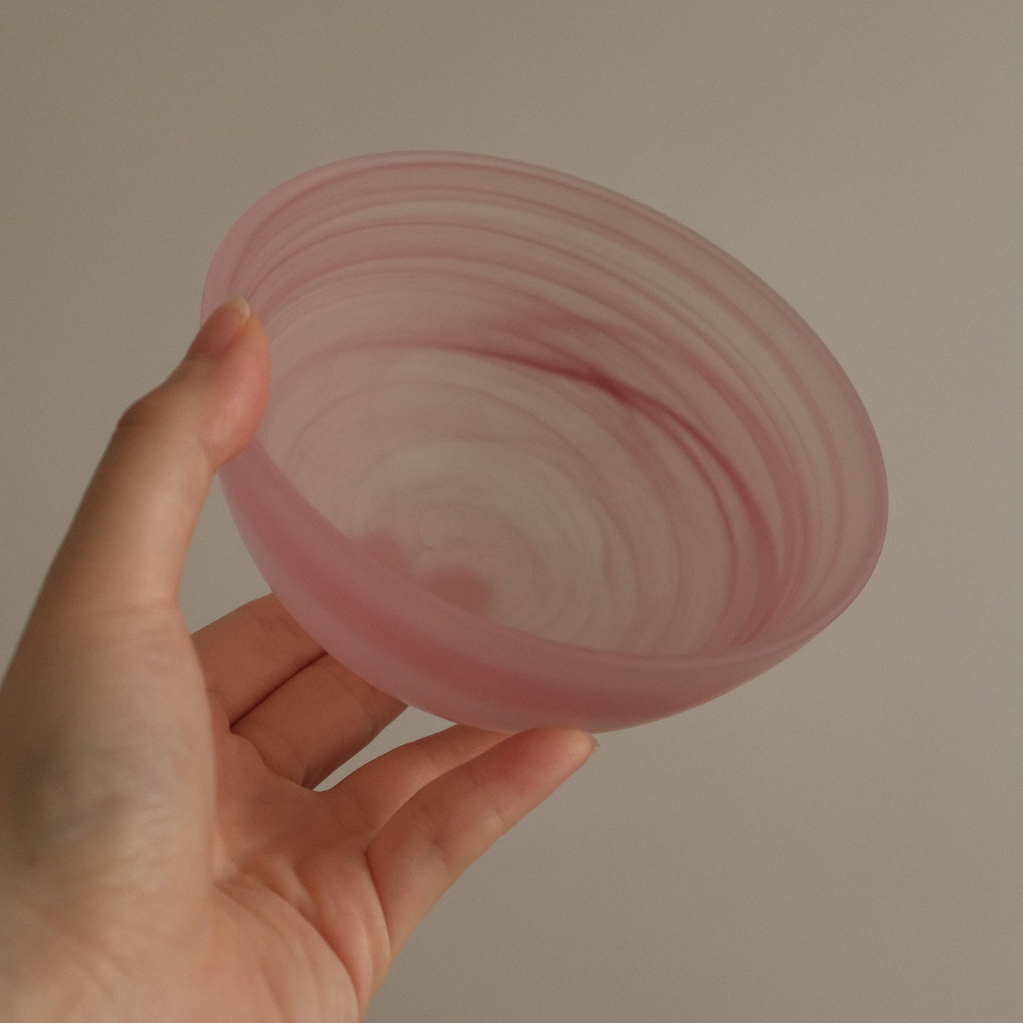 ESME Handmade Round Frosted Glass Cosmic Bowl Soft Pink Sakura