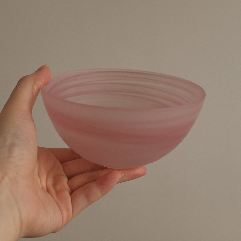 ESME Handmade Round Frosted Glass Cosmic Bowl Soft Pink Sakura