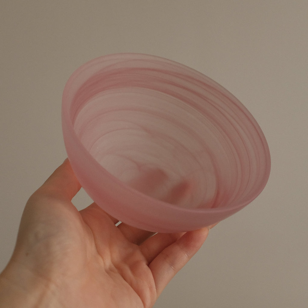 ESME Handmade Round Frosted Glass Cosmic Bowl Soft Pink Sakura