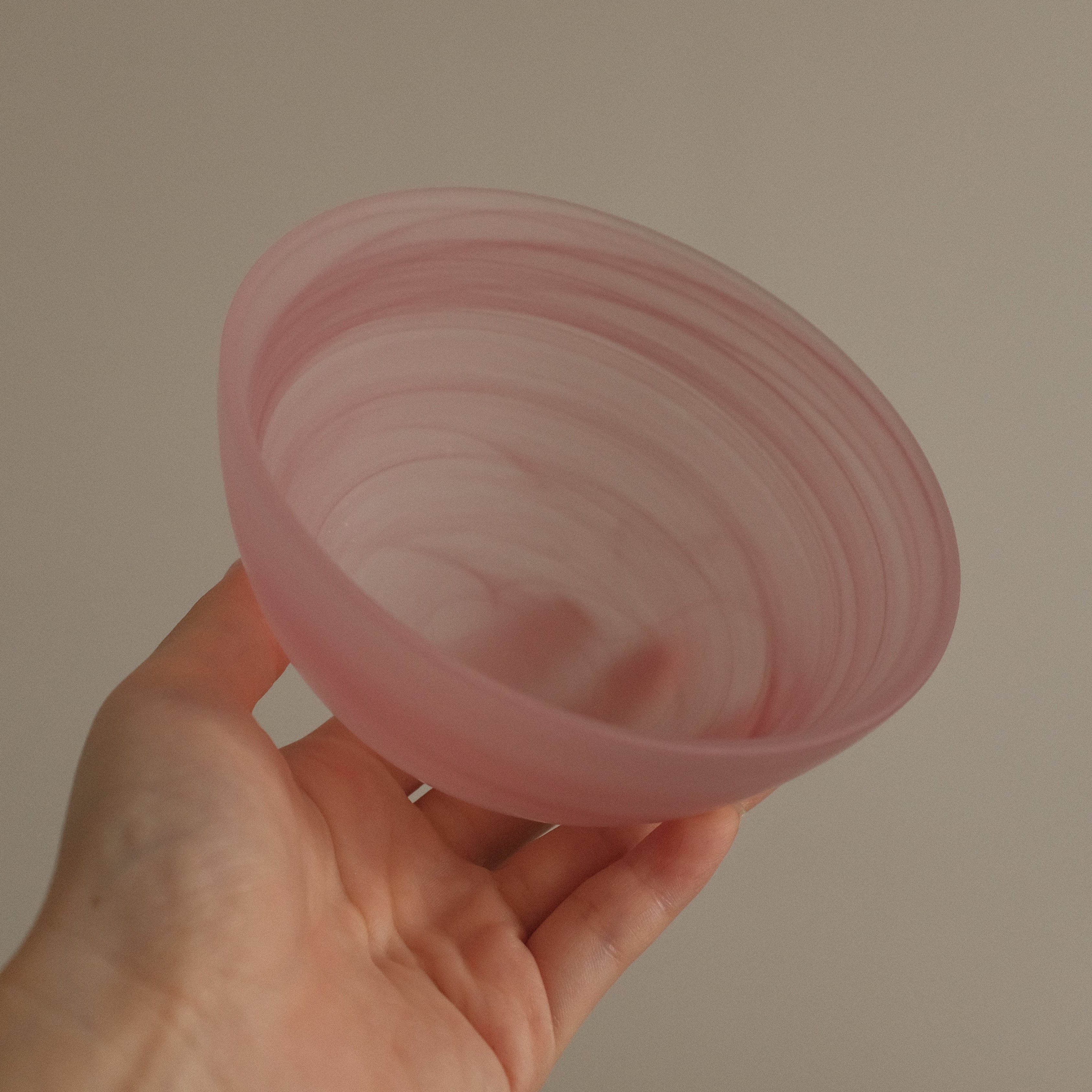 ESME Handmade Round Frosted Glass Cosmic Bowl Soft Pink Sakura