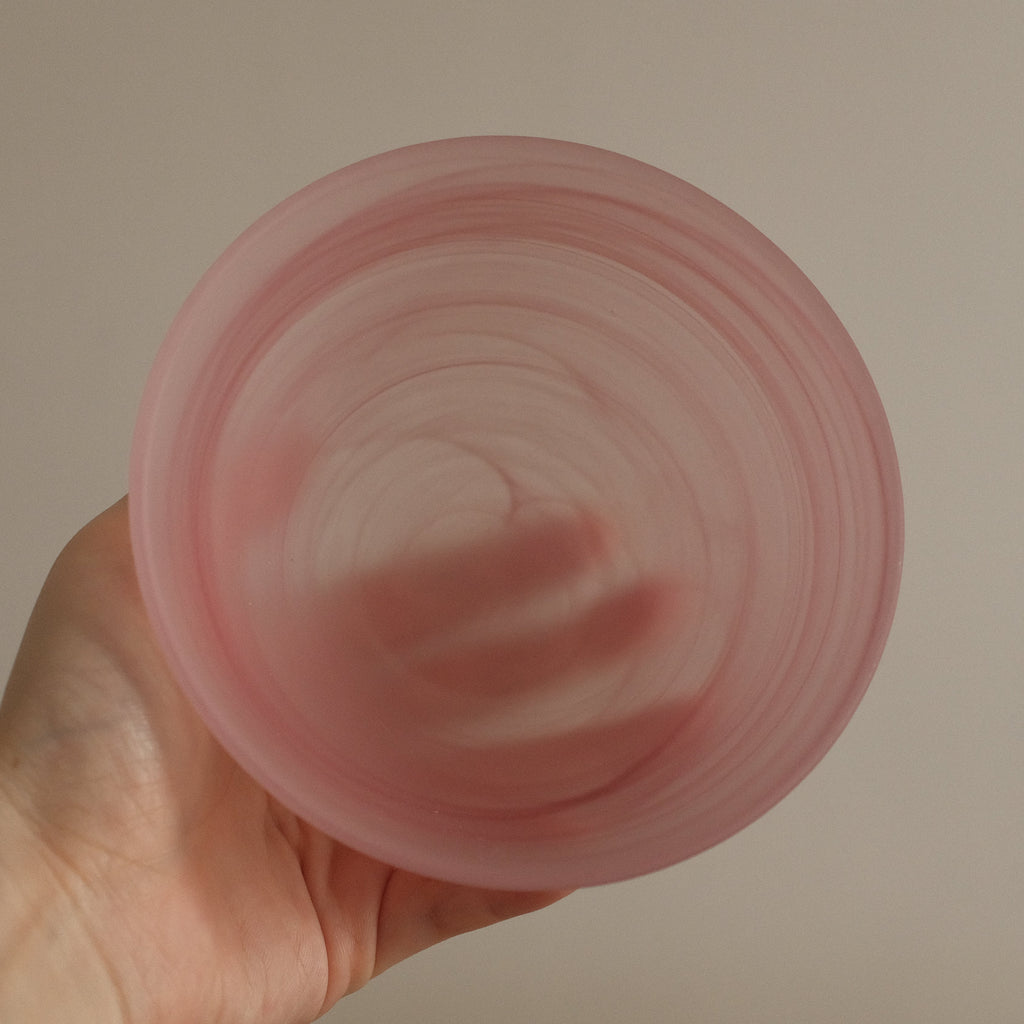 ESME Handmade Round Frosted Glass Cosmic Bowl Soft Pink Sakura