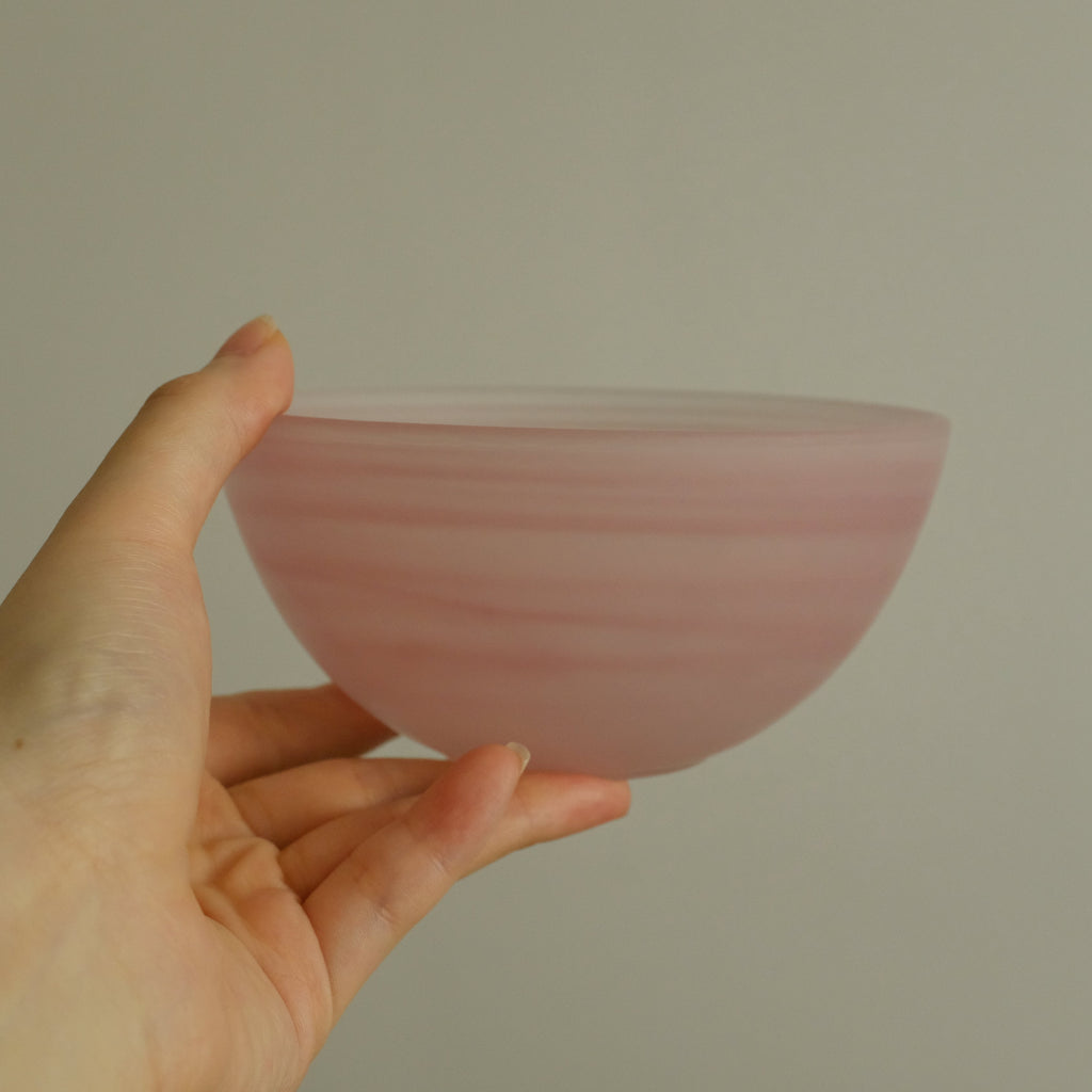ESME Handmade Round Frosted Glass Cosmic Bowl Soft Pink Sakura