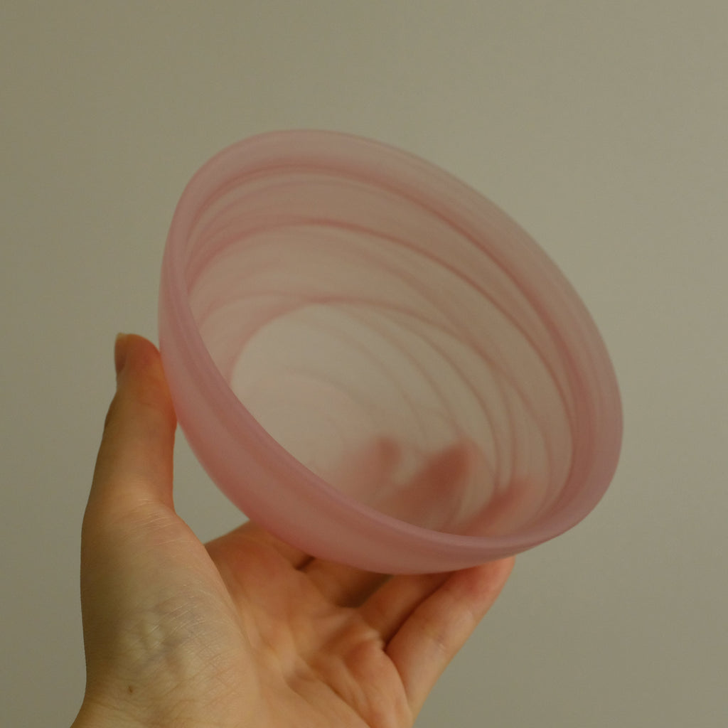 ESME Handmade Round Frosted Glass Cosmic Bowl Soft Pink Sakura