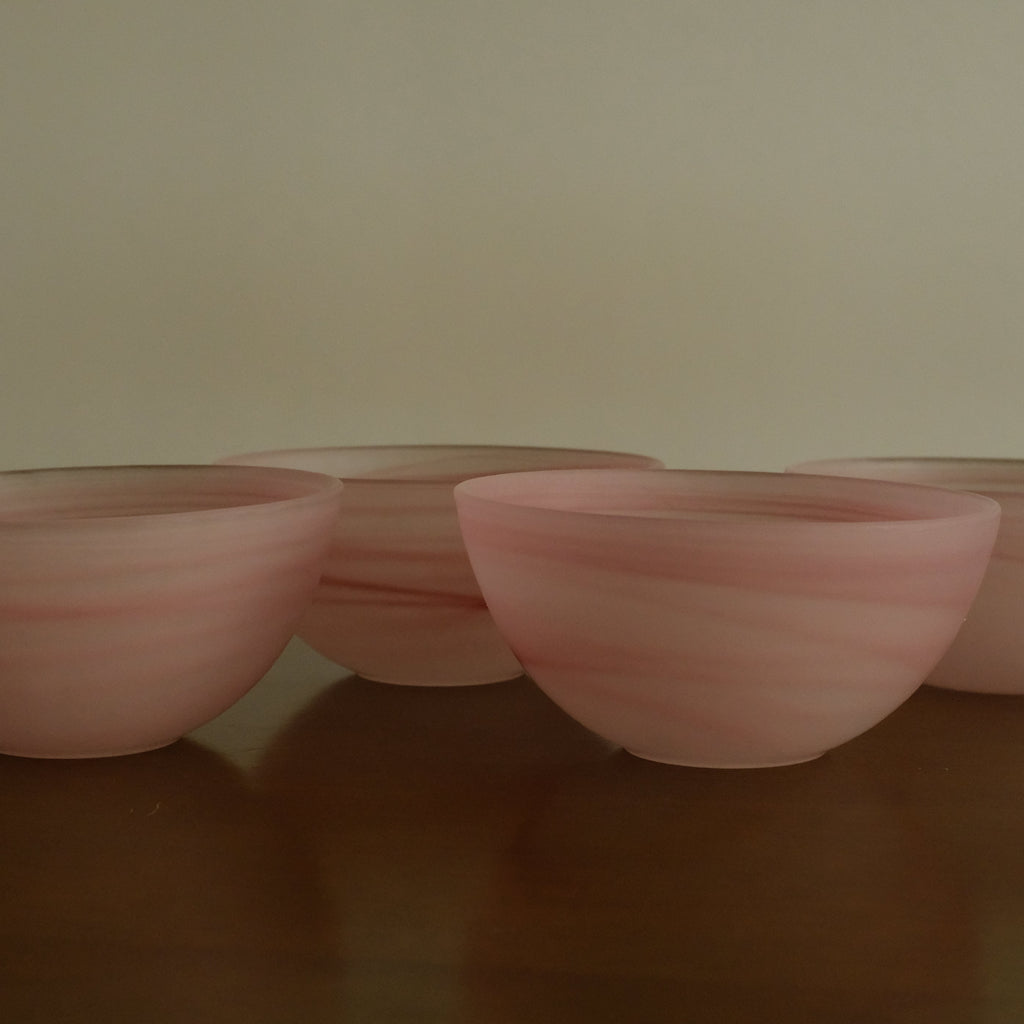 ESME Handmade Round Frosted Glass Cosmic Bowl Soft Pink Sakura