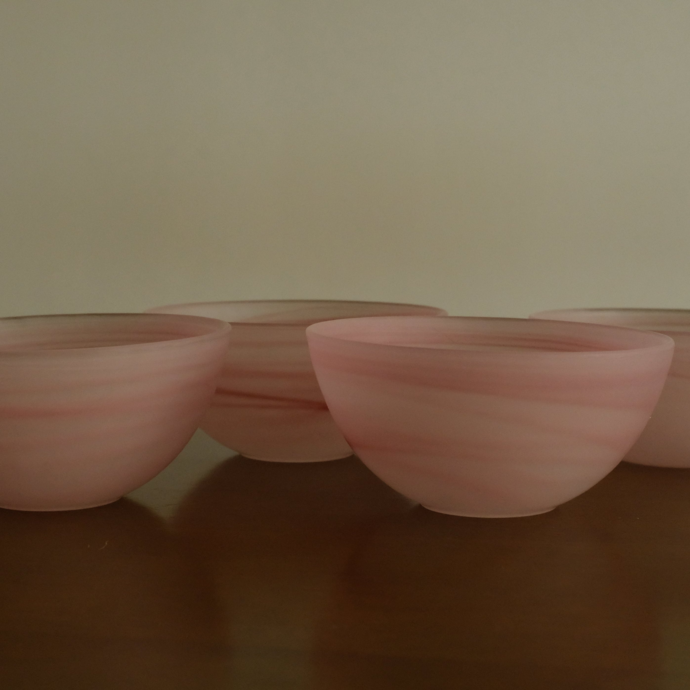 ESME Handmade Round Frosted Glass Cosmic Bowl Soft Pink Sakura