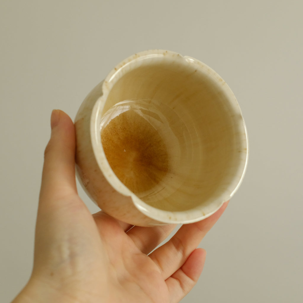 Sooyuan Handmade Yellow Honey Glazed Floral Rim Floral Bud Tea Coffee Cup
