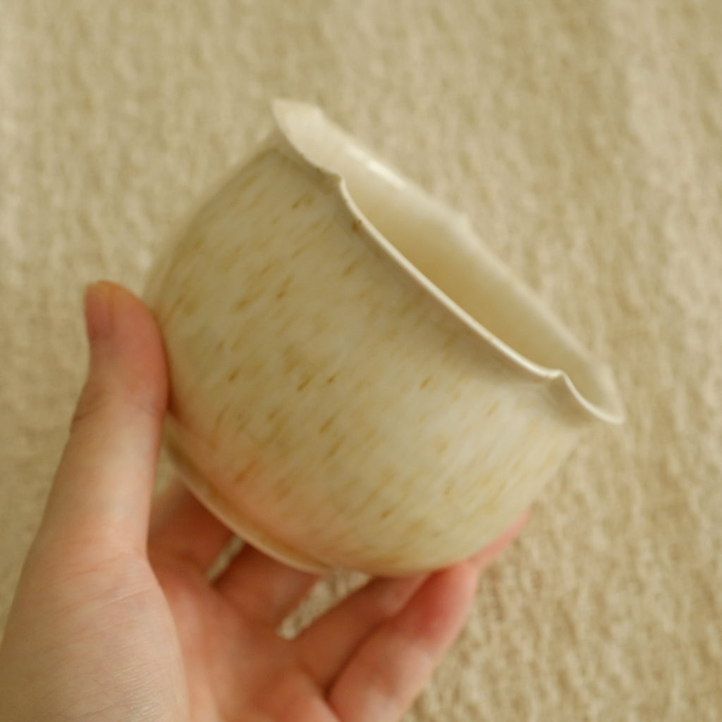 Sooyuan Handmade Yellow Honey Glazed Floral Rim Floral Bud Tea Coffee Cup