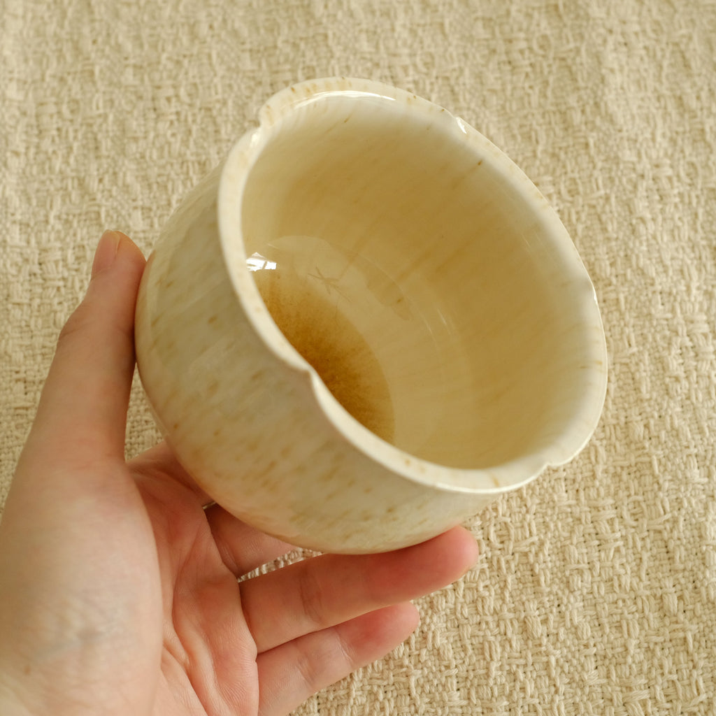Sooyuan Handmade Yellow Honey Glazed Floral Rim Floral Bud Tea Coffee Cup
