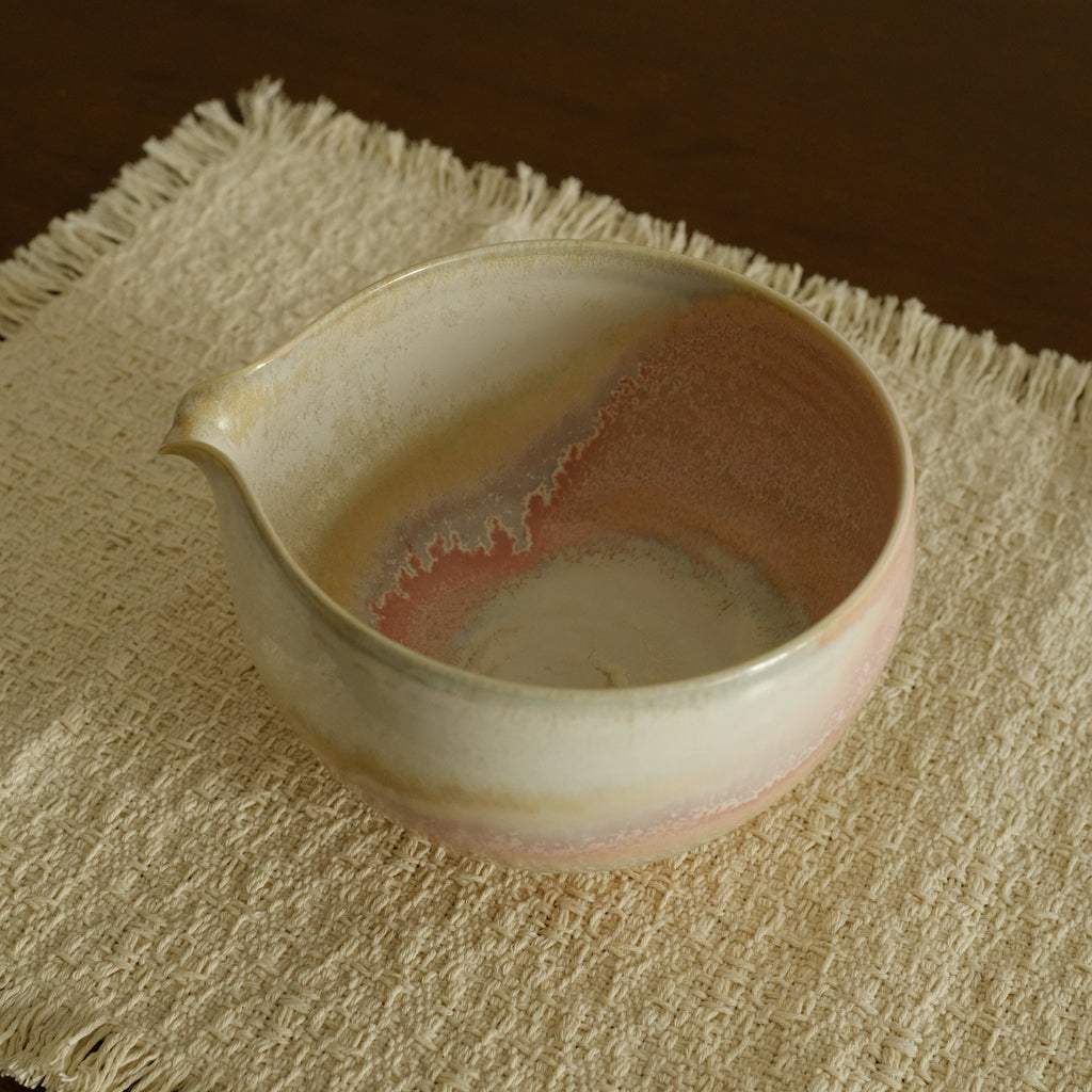 PG Handmade Rose Quartz Pink Sand Matte Glaze Katakuchi Chawan Matcha Bowl