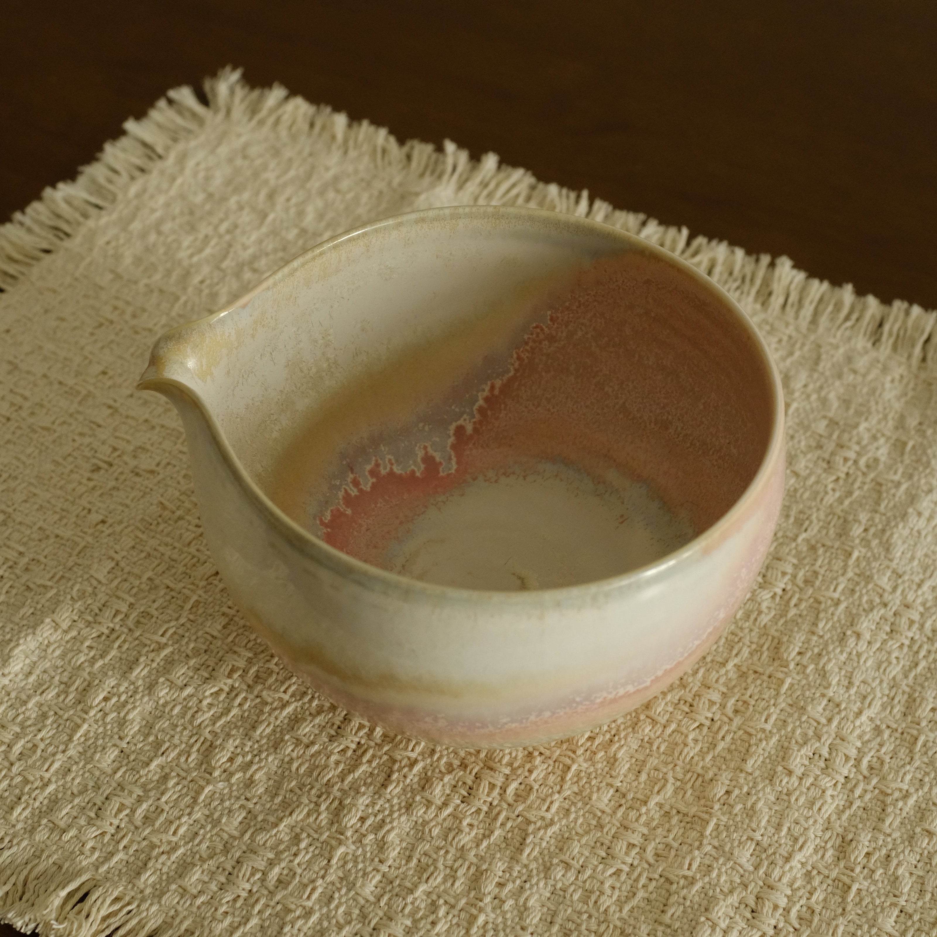 PG Handmade Rose Quartz Pink Sand Matte Glaze Katakuchi Chawan Matcha Bowl