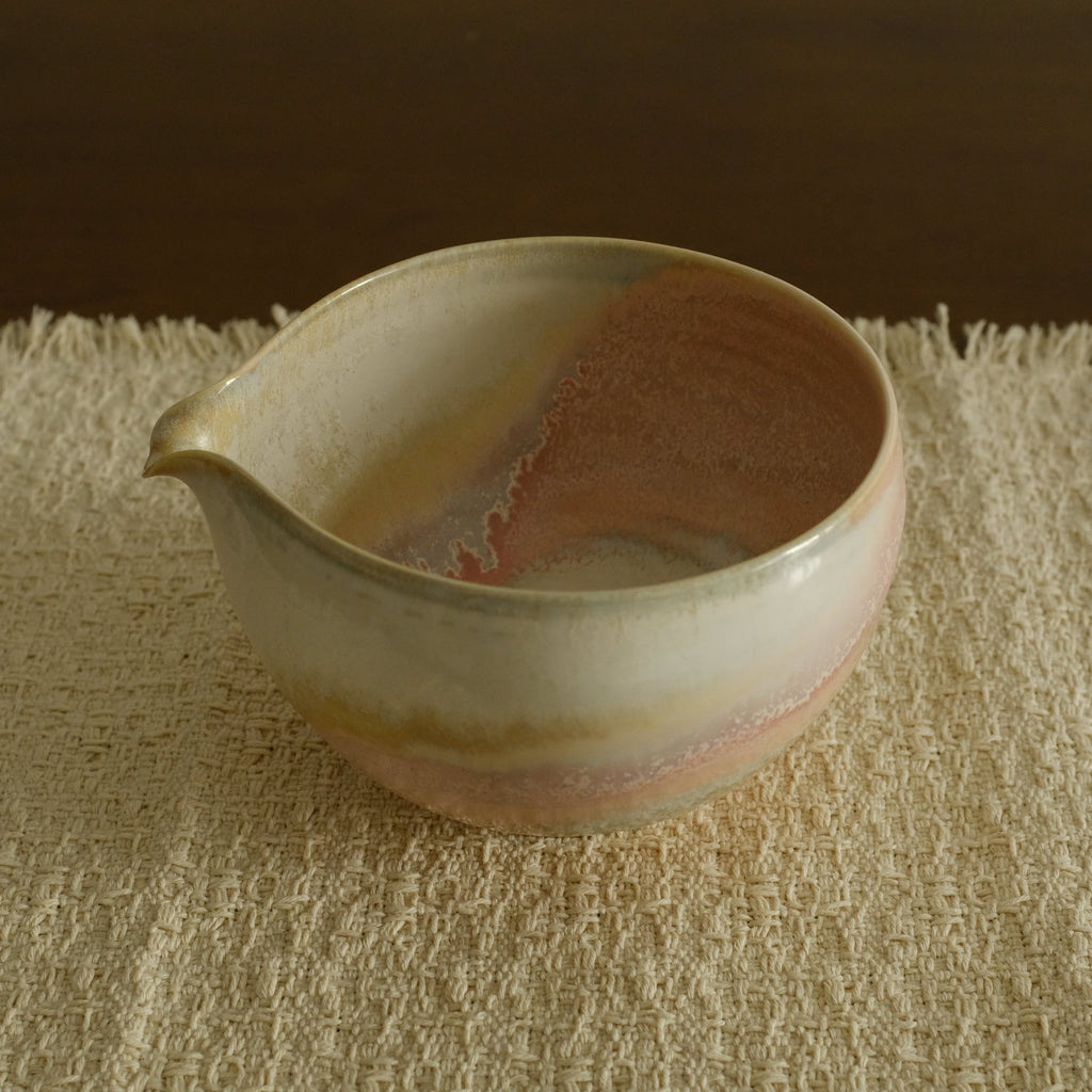 PG Handmade Rose Quartz Pink Sand Matte Glaze Katakuchi Chawan Matcha Bowl