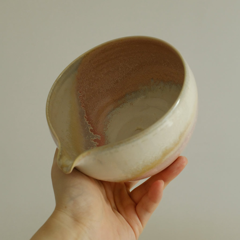 PG Handmade Rose Quartz Pink Sand Matte Glaze Katakuchi Chawan Matcha Bowl