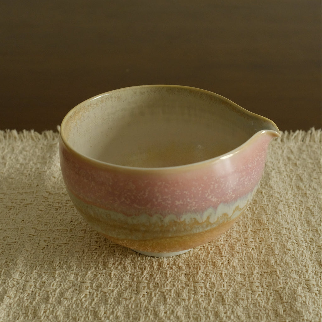 PG Handmade Rose Quartz Pink Sand Matte Glaze Katakuchi Chawan Matcha Bowl