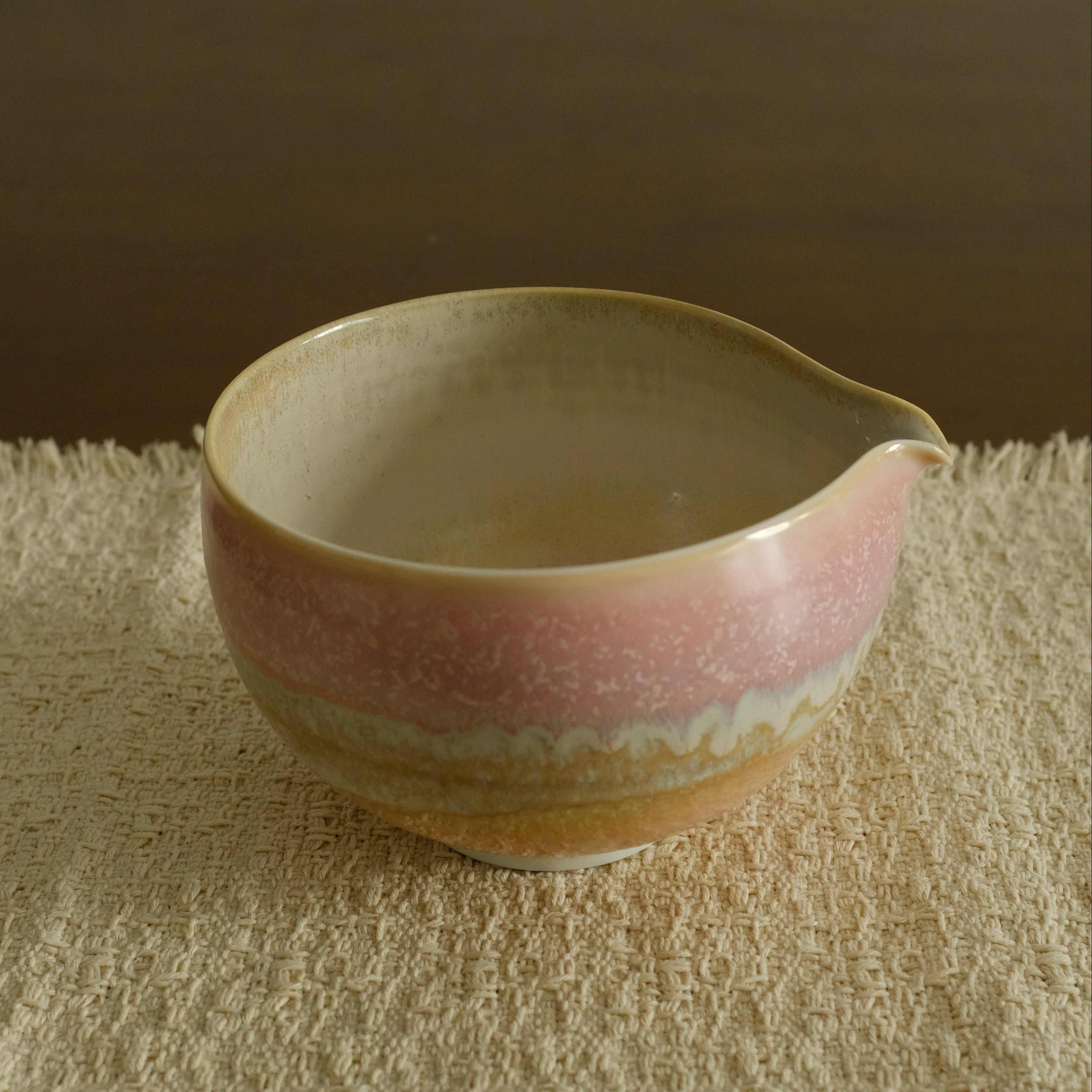 PG Handmade Rose Quartz Pink Sand Matte Glaze Katakuchi Chawan Matcha Bowl