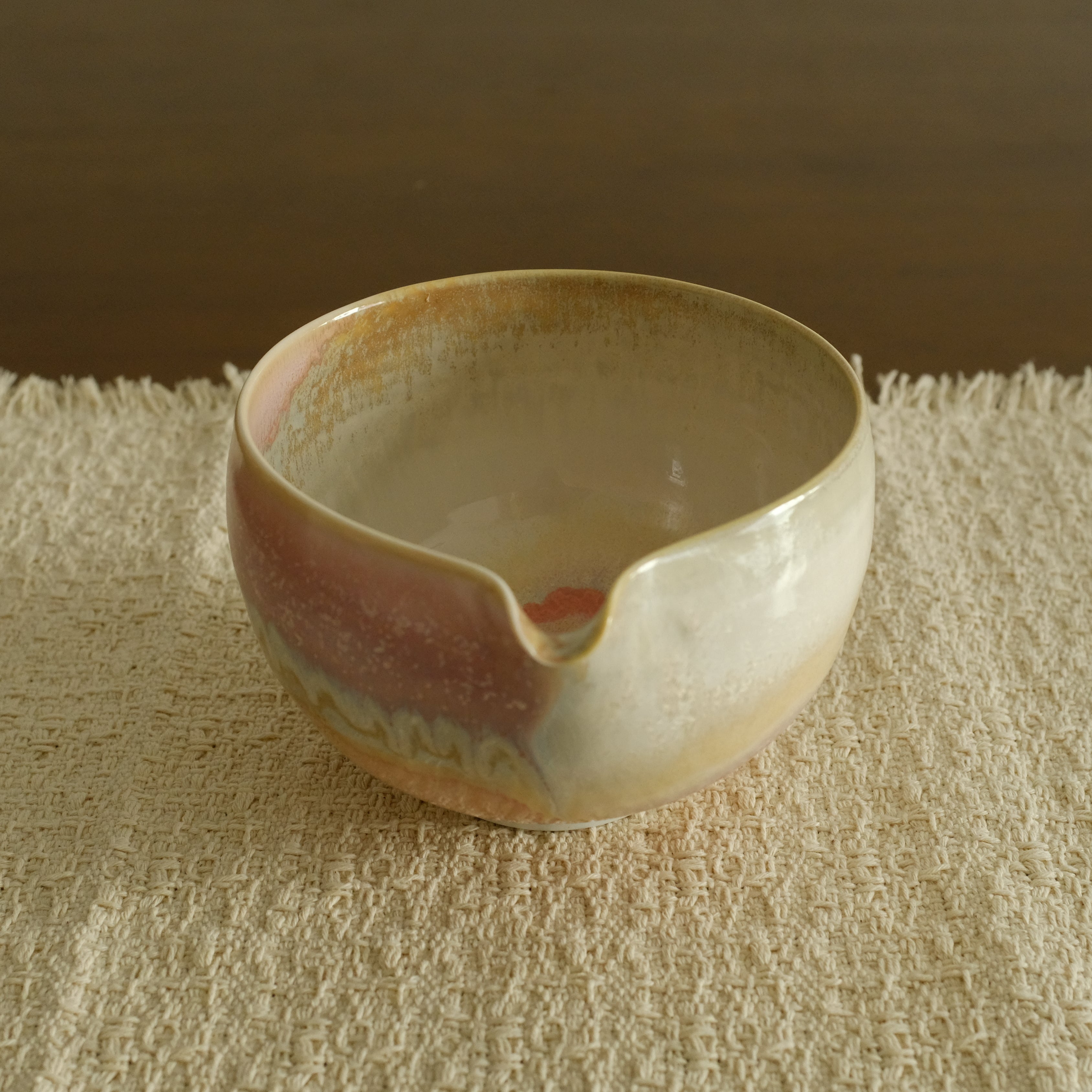PG Handmade Rose Quartz Pink Sand Matte Glaze Katakuchi Chawan Matcha Bowl