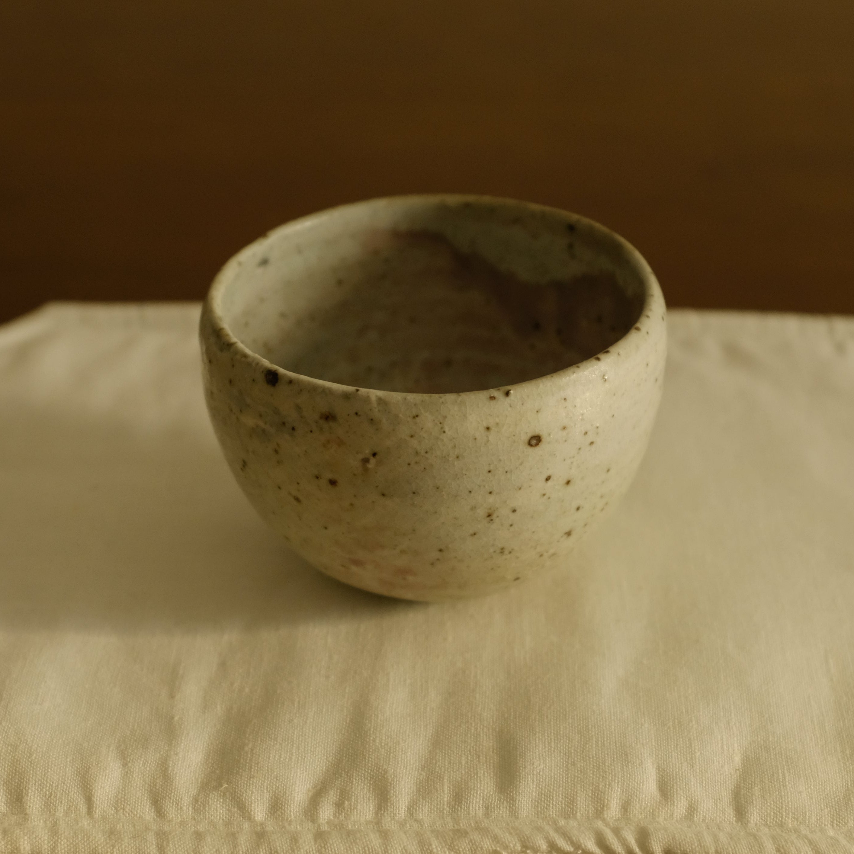 Qian Pin Fan Handmade Pink Green Textured Round Egg Cup Powdered Glaze Ceramic