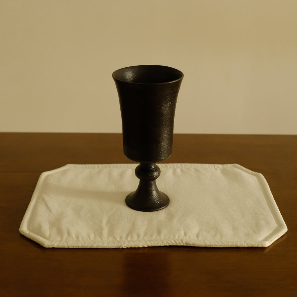 Yuli Handmade Ebony Black Glaze Goblet Tall Cup Ceramic Underglazed Stoneware