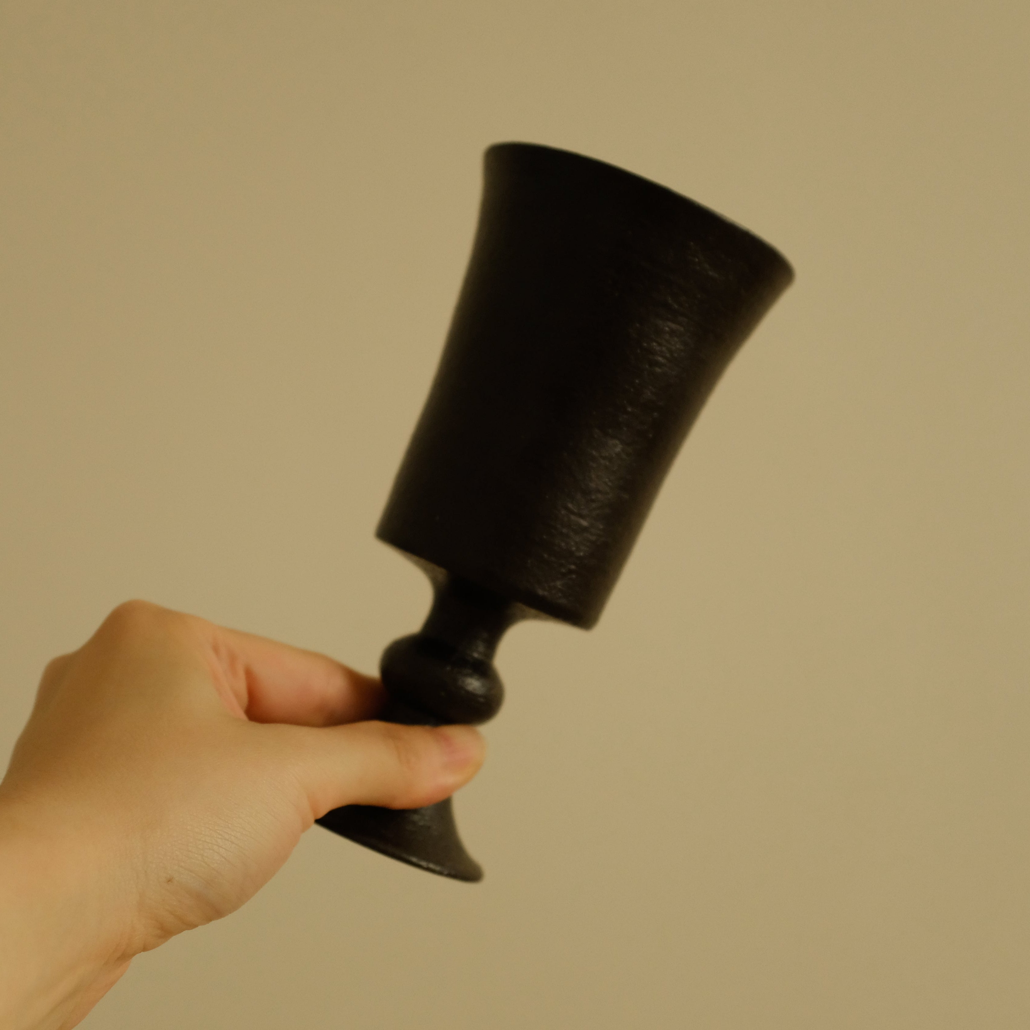 Yuli Handmade Ebony Black Glaze Goblet Tall Cup Ceramic Underglazed Stoneware
