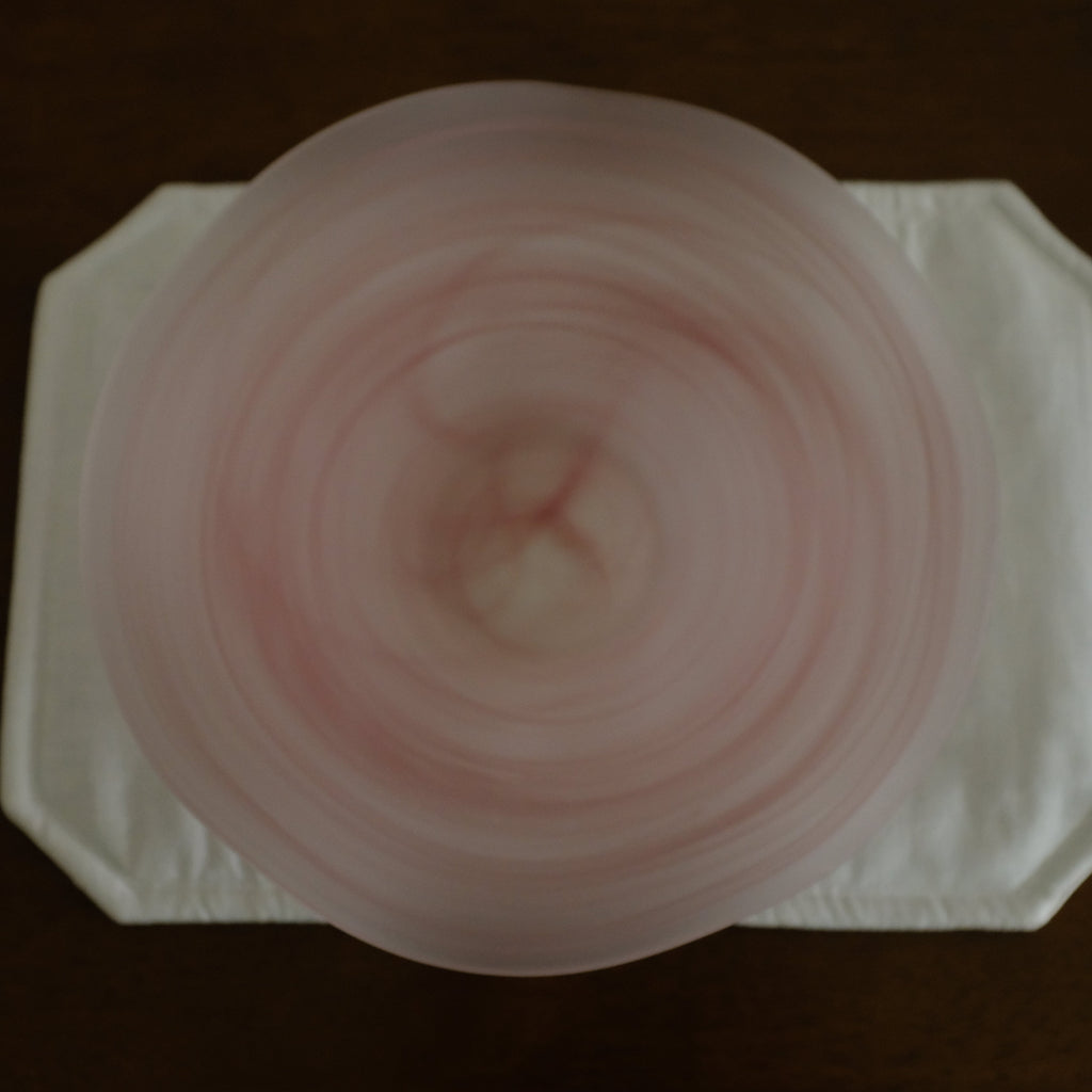 ESME Handmade Wavy Round Frosted Glass Cosmic Deep Plate Soft Pink Sakura