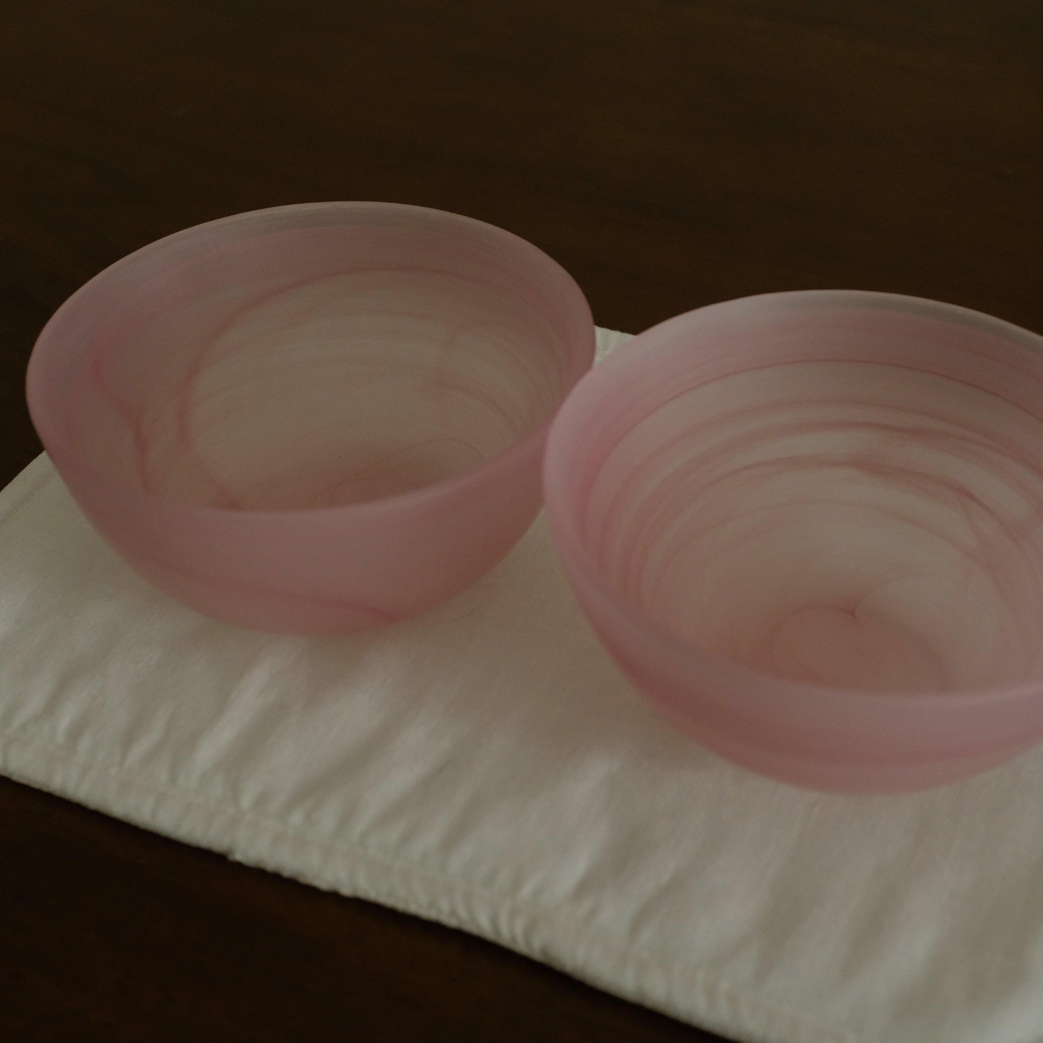 ESME Handmade Round Frosted Glass Cosmic Bowl Soft Pink Sakura