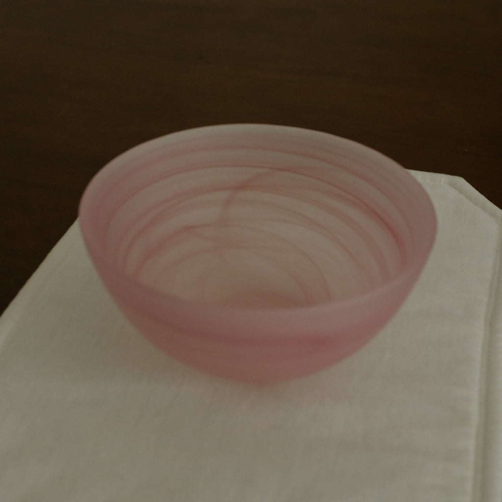 ESME Handmade Round Frosted Glass Cosmic Bowl Soft Pink Sakura