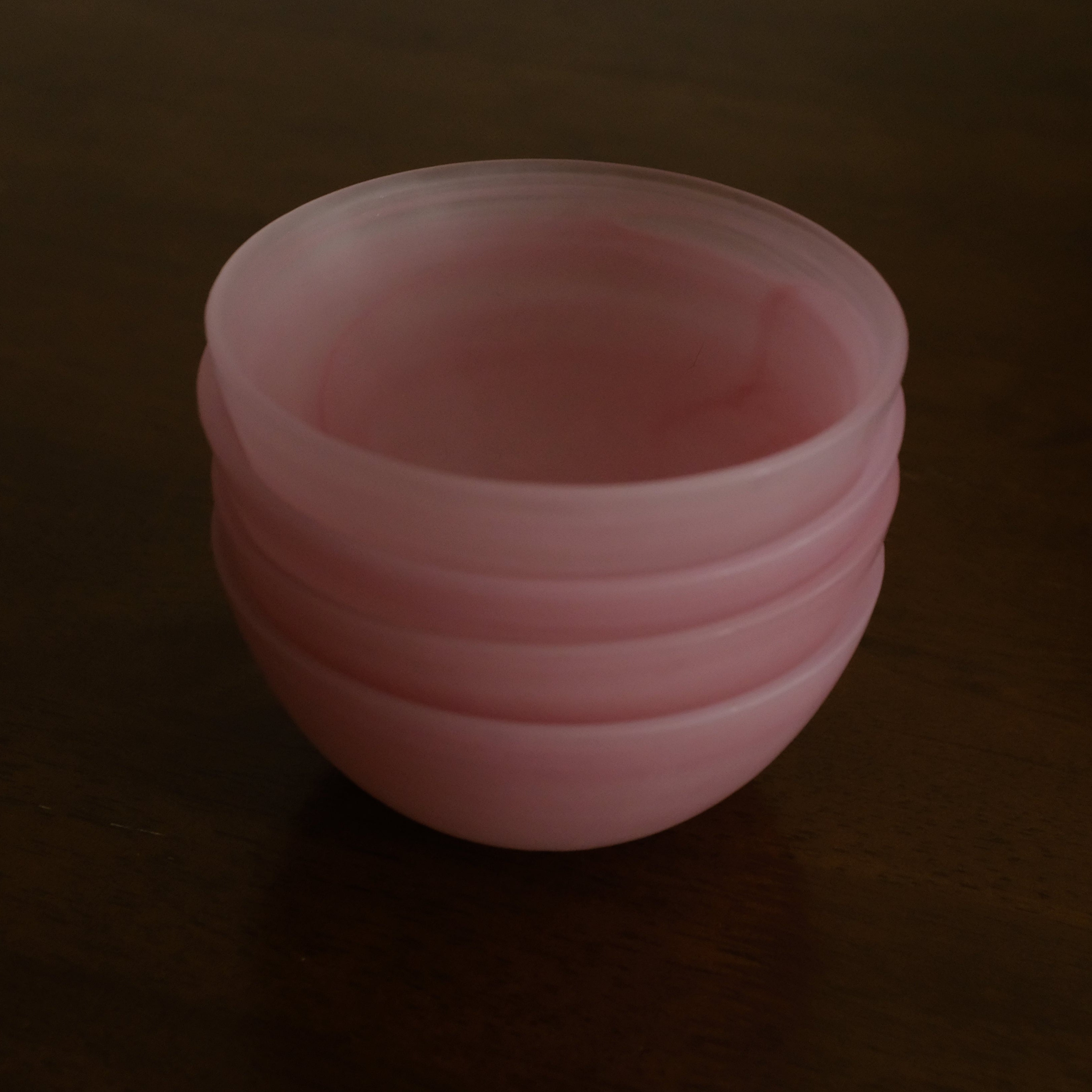 ESME Handmade Round Frosted Glass Cosmic Bowl Soft Pink Sakura