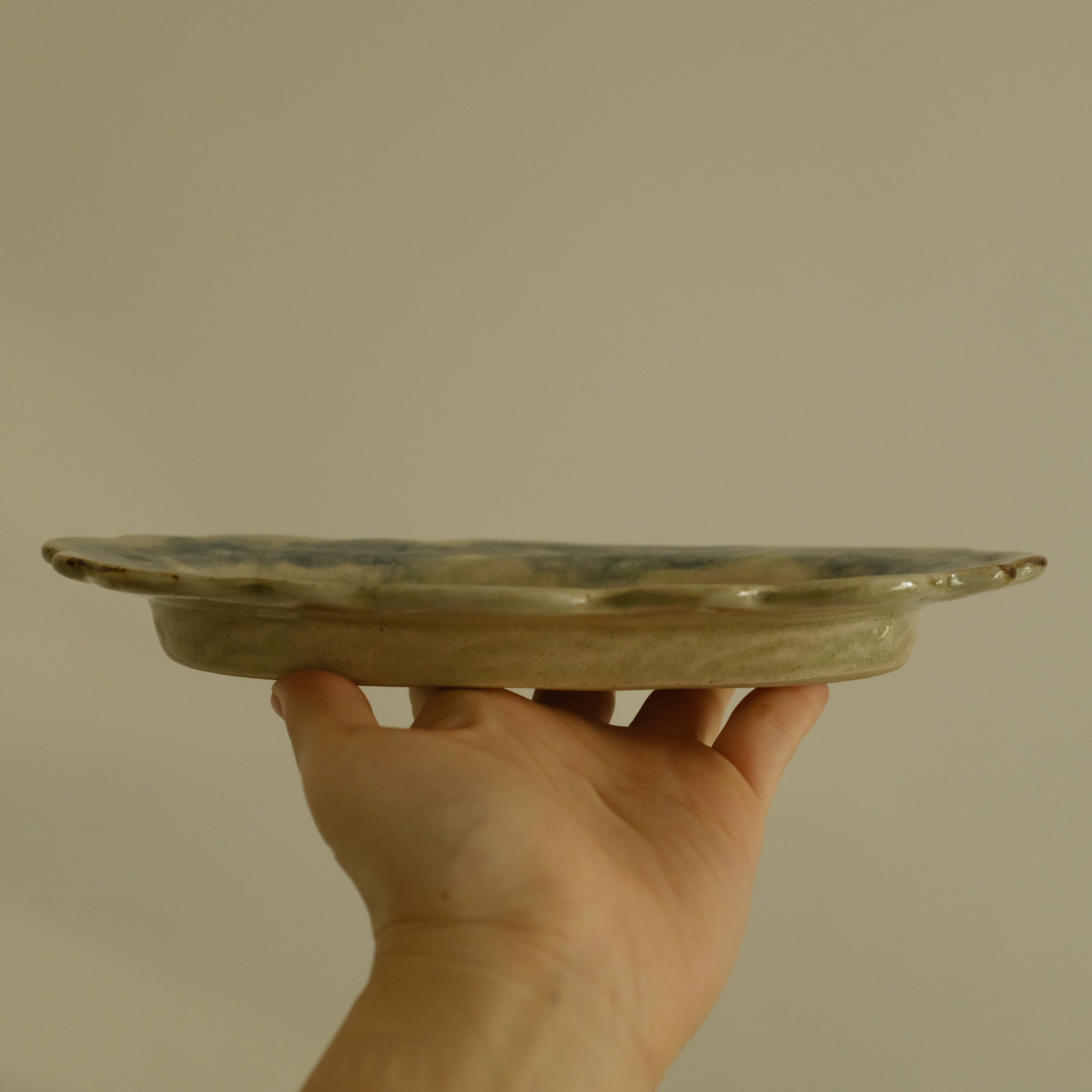 Annan Azure Retro Style Hand Painted Floral Rim Decorative Shiboride Blue White Floral Pattern Oval Plate Underglazed Stoneware Ceramic