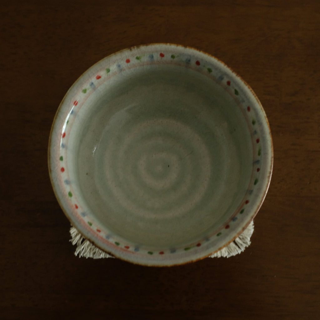 Annan Azure Retro Style Handpainted Shiboride Indigo Blue Floral Motifs High Footed Tea Bowl Chawan Matcha Bowl Underglazed Ceramic Stoneware