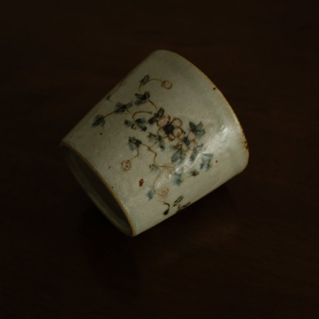 Annan Azure Retro Style Hand Painted Delicate Pink Cluster Flowers Choko Cup Underglazed Stoneware Ceramic
