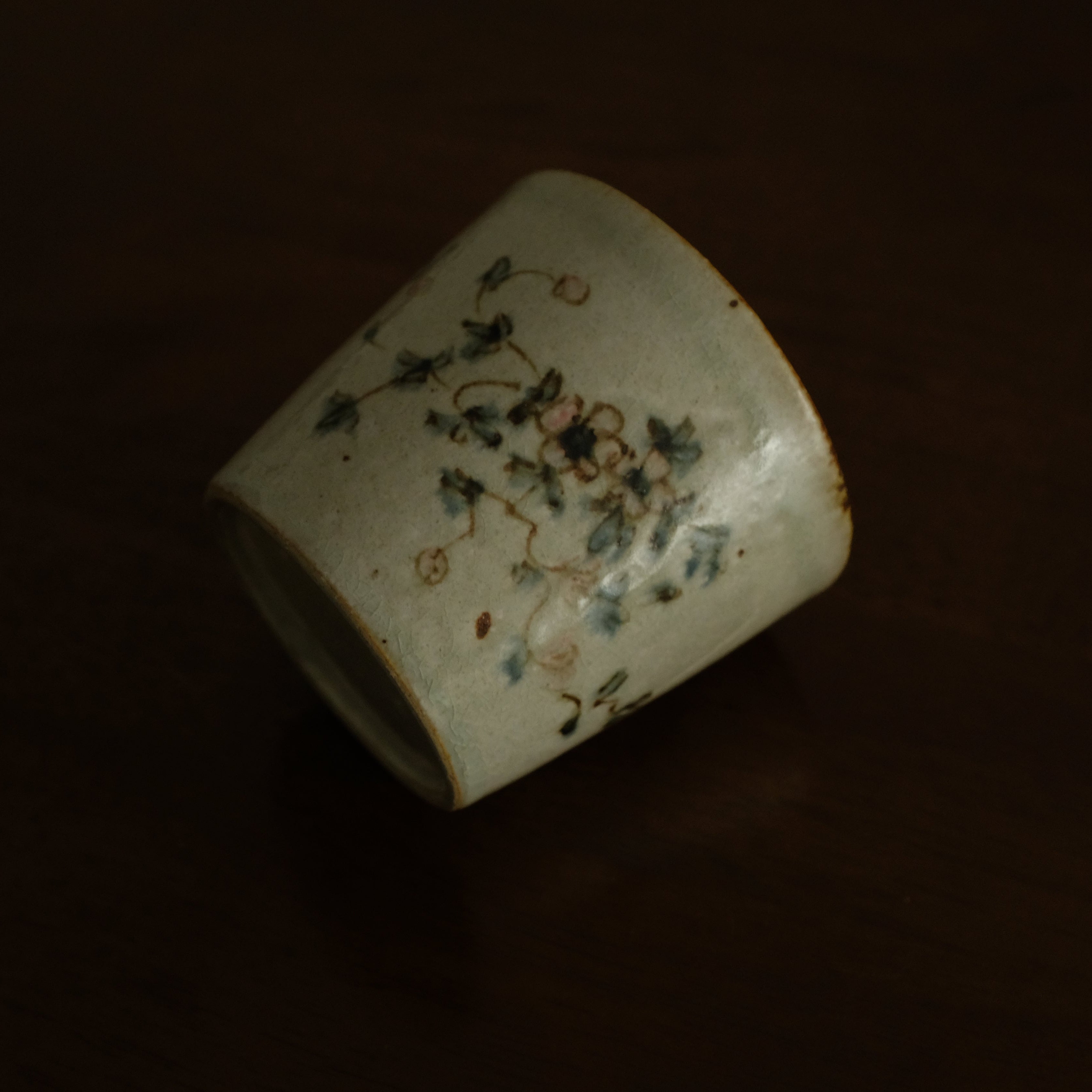 Annan Azure Retro Style Hand Painted Delicate Pink Cluster Flowers Choko Cup Underglazed Stoneware Ceramic