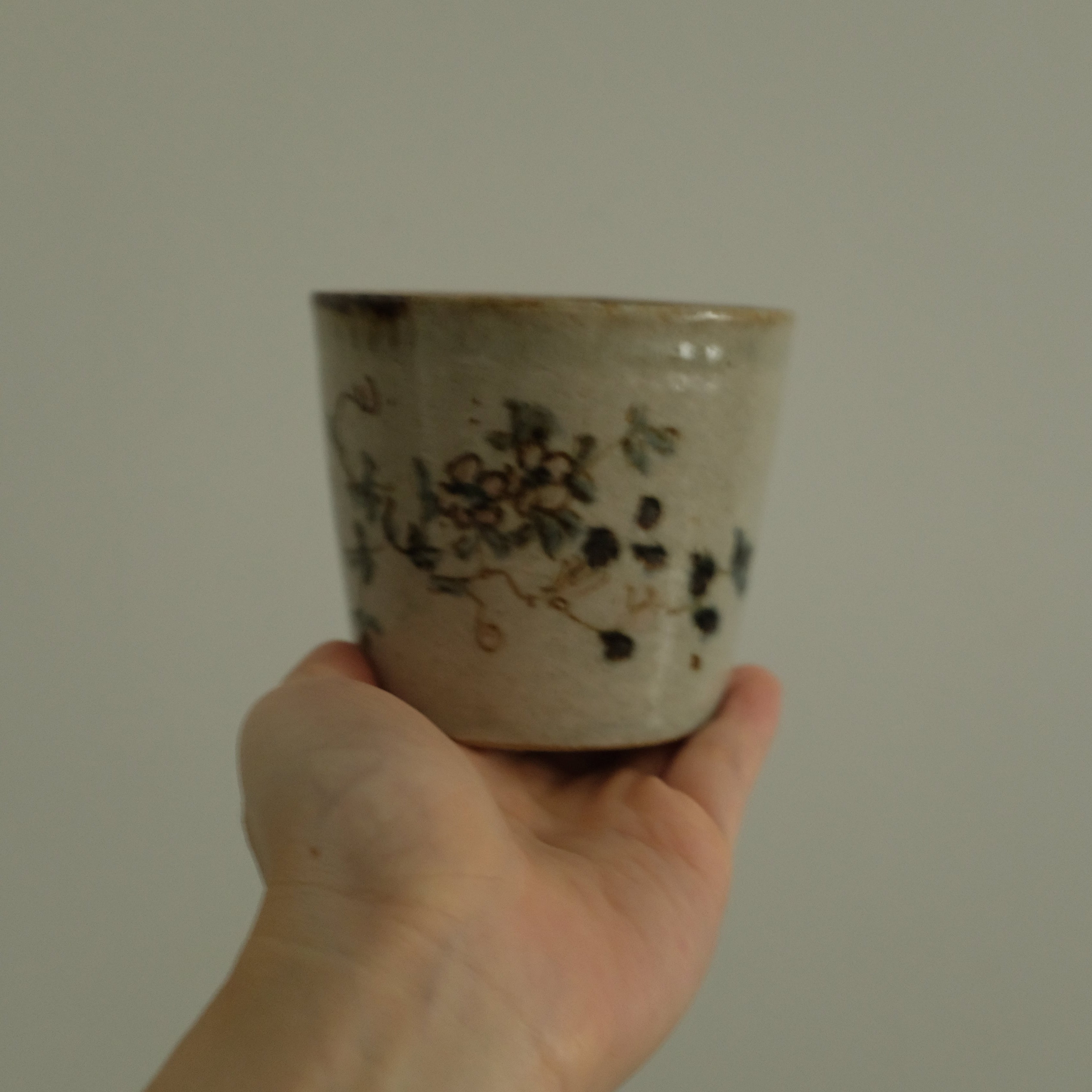 Annan Azure Retro Style Hand Painted Delicate Pink Cluster Flowers Choko Cup Underglazed Stoneware Ceramic