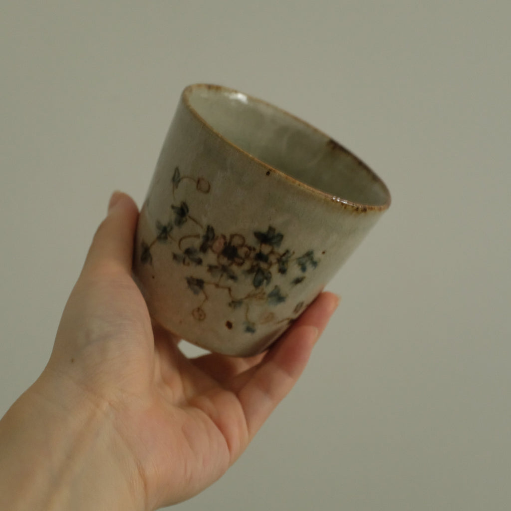 Annan Azure Retro Style Hand Painted Delicate Pink Cluster Flowers Choko Cup Underglazed Stoneware Ceramic