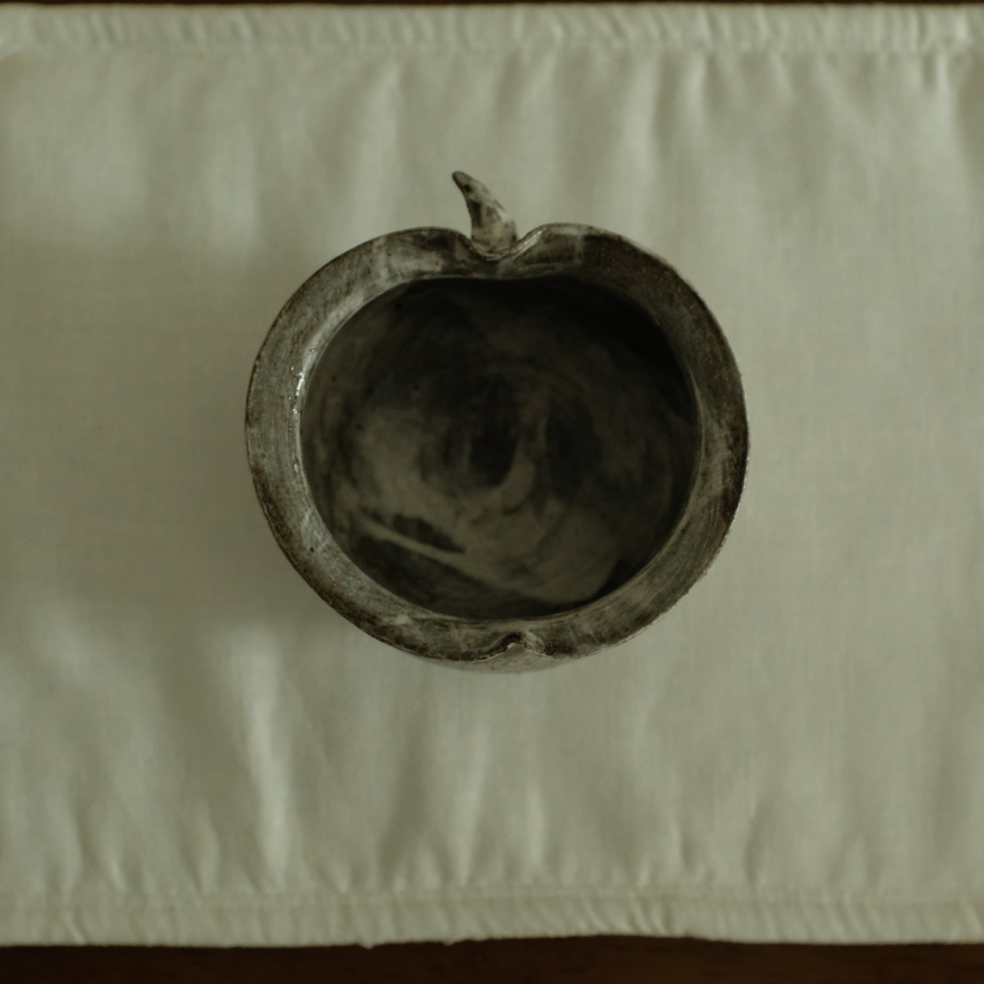 Yuli Handmade Speckled Grey White Apple Cup Bowl Powdered Glaze Underglaze Stoneware
