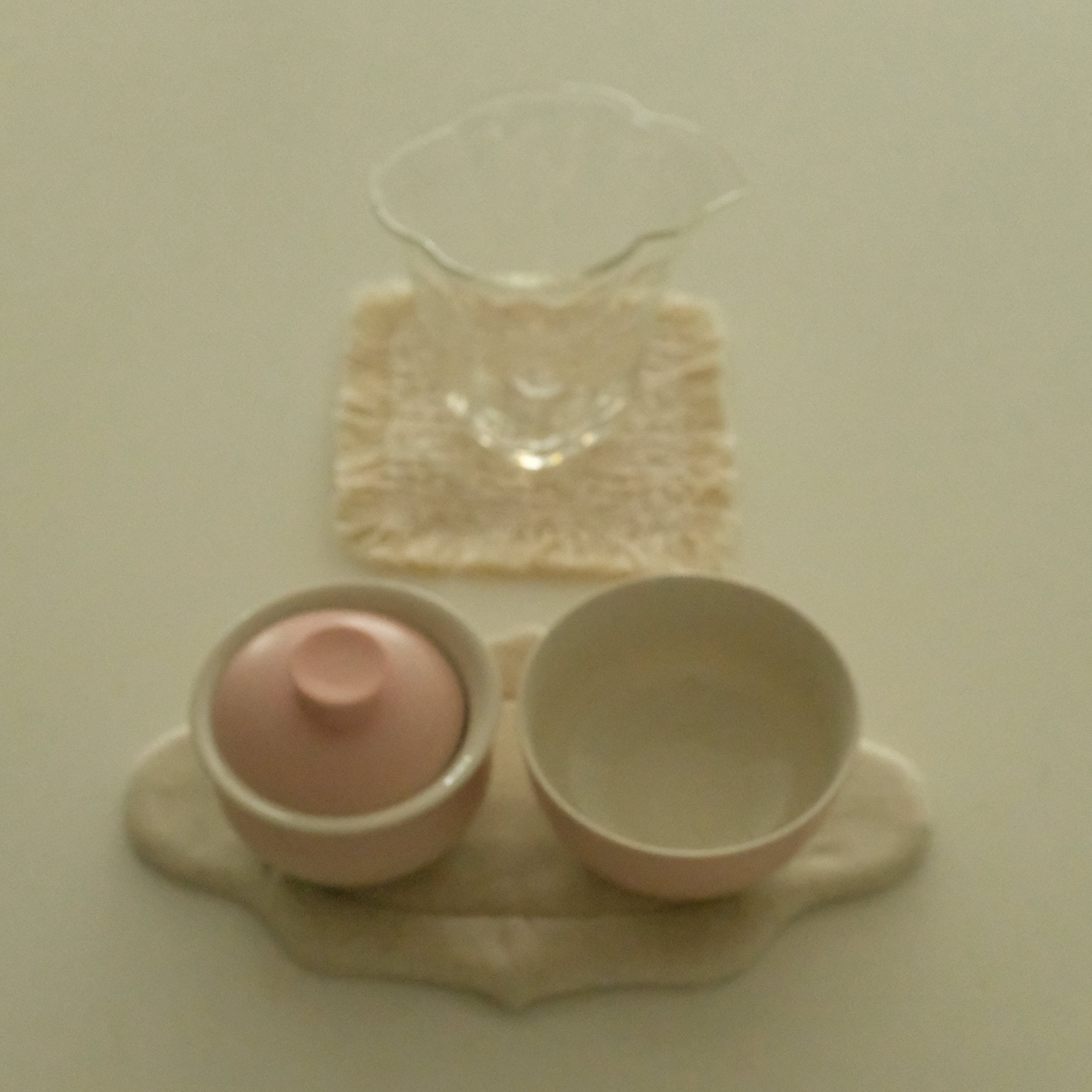 Atelier Cha Handmade Soft Pink Gradient Gaiwan Tea Cup Stackable Solo Tea Set