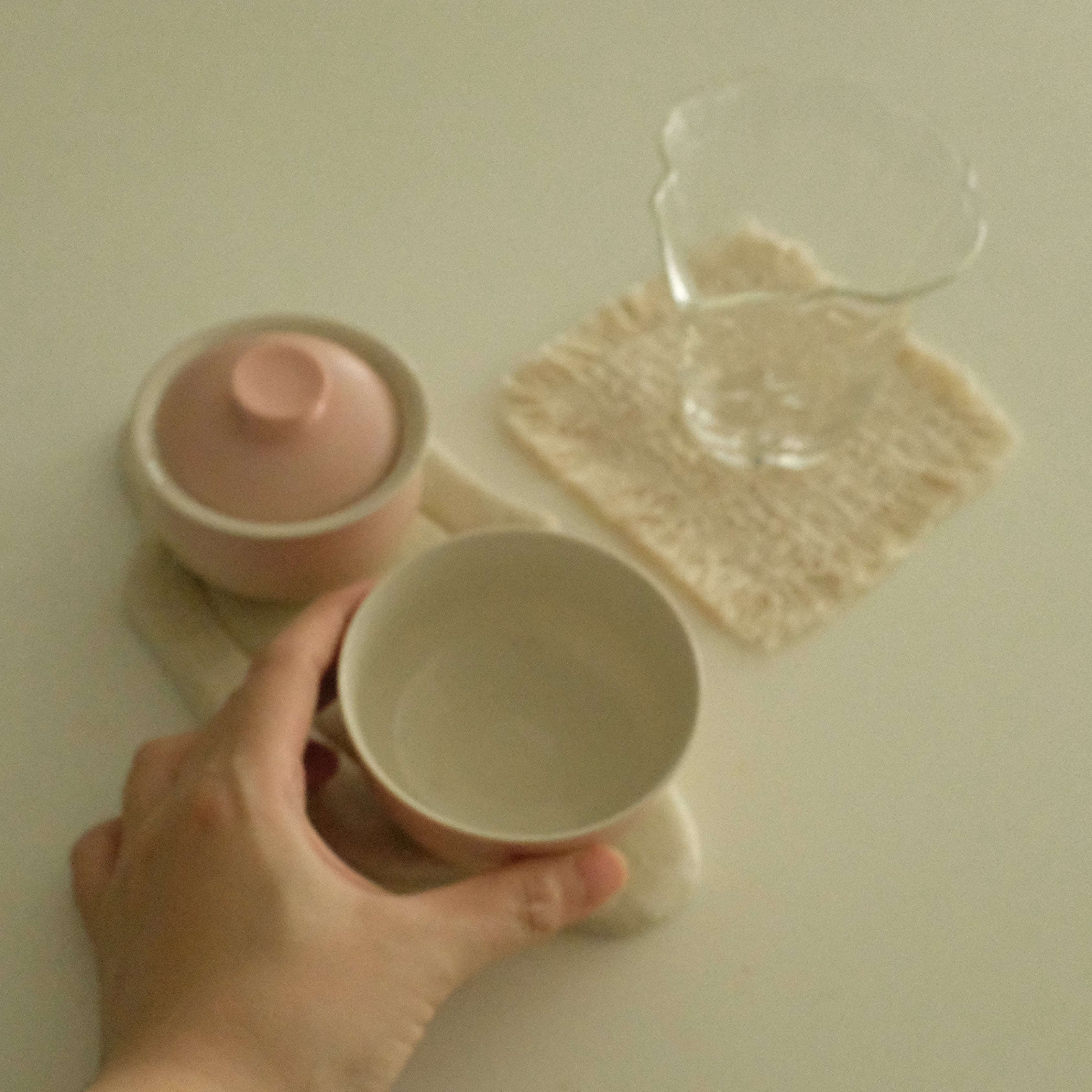 Atelier Cha Handmade Soft Pink Gradient Gaiwan Tea Cup Stackable Solo Tea Set