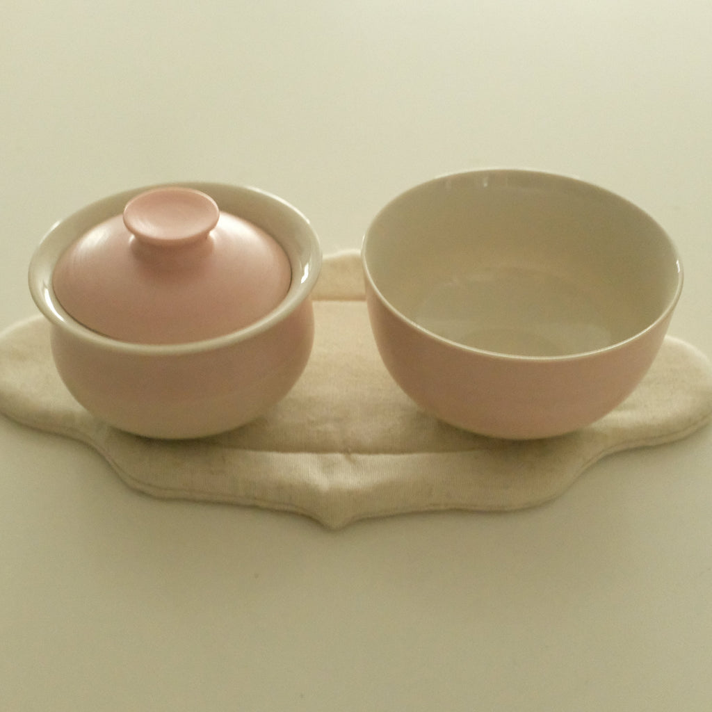 Atelier Cha Handmade Soft Pink Gradient Gaiwan Tea Cup Stackable Solo Tea Set