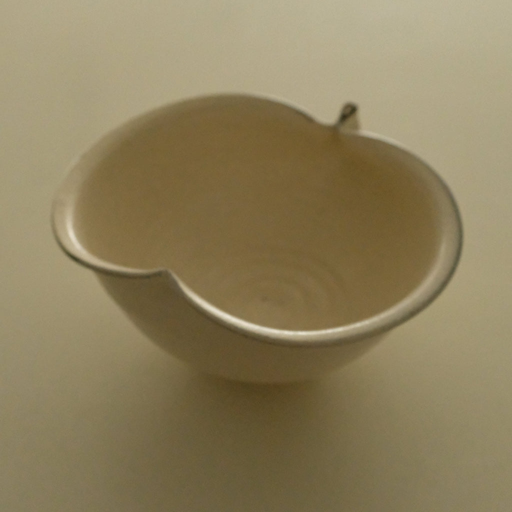 Yuli Handmade Cream White Apple Shape Ceramic Big Deep Bowl